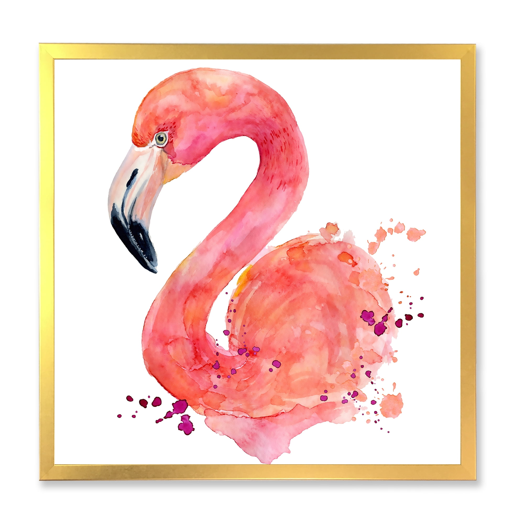 Designart 'Abstract Portrait of Pink Flamingo I' Farmhouse Framed Art Print