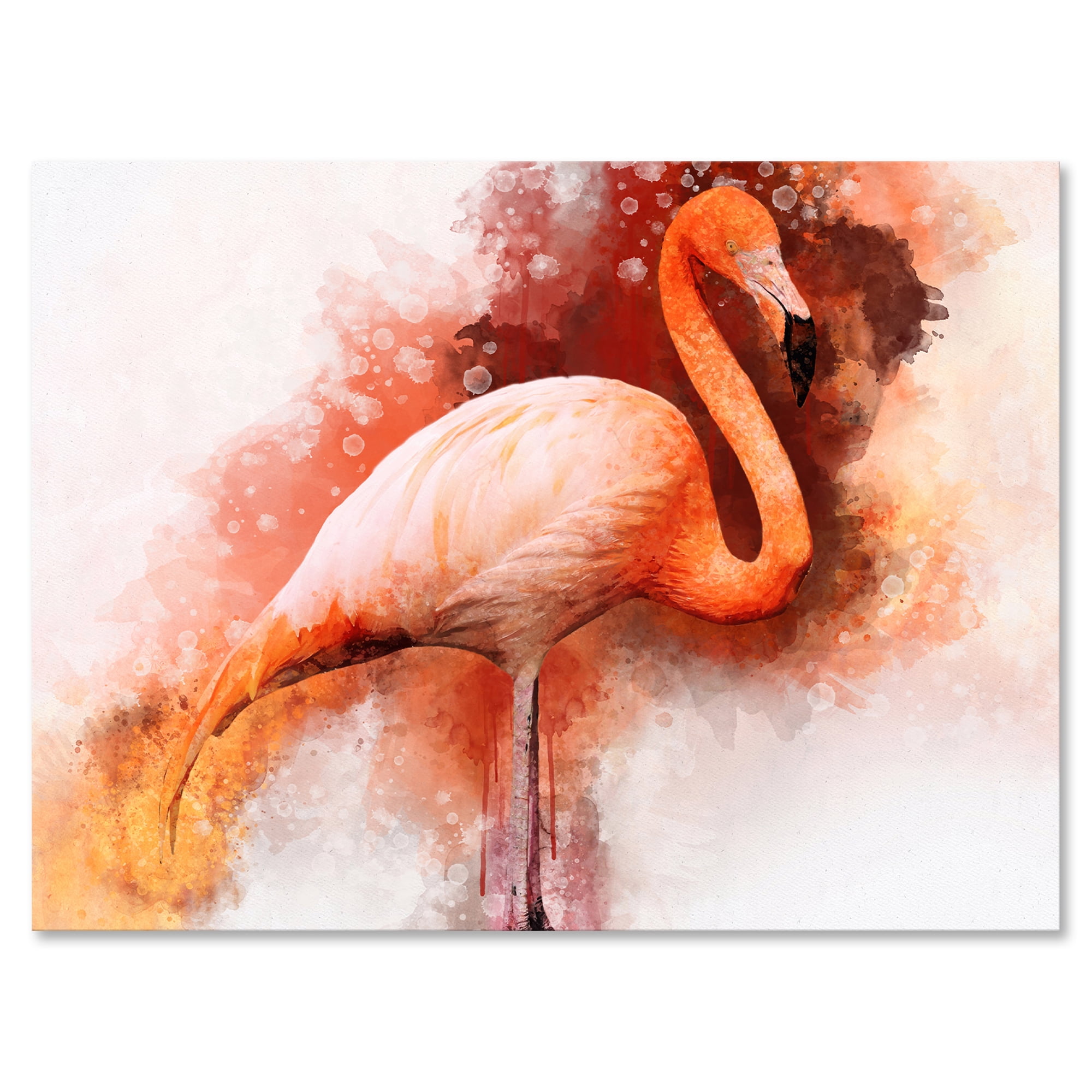 Designart ' Abstract Portrait of Pink Flamingo II ' Farmhouse Canvas Wall Art Print