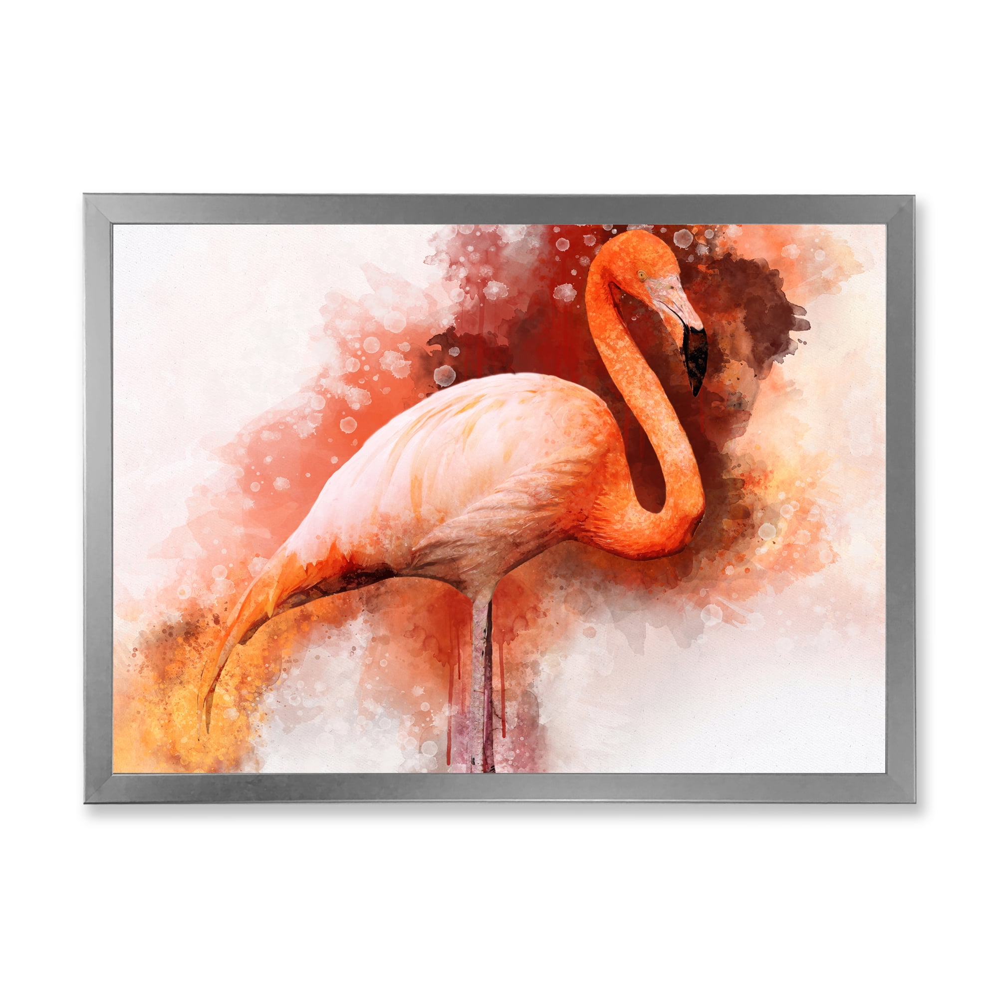 Designart 'Abstract Portrait of Pink Flamingo II' Farmhouse Framed Art Print