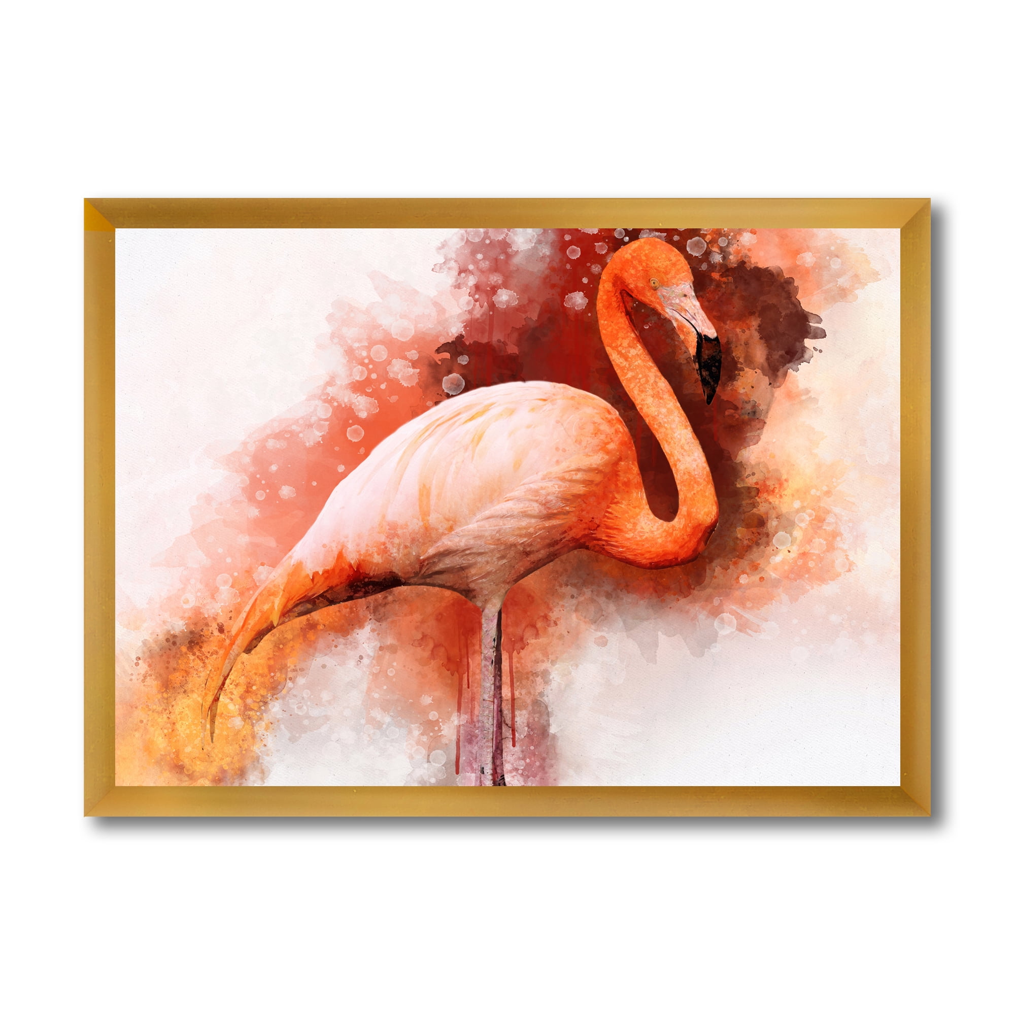 Designart 'Abstract Portrait of Pink Flamingo II' Farmhouse Framed Art Print