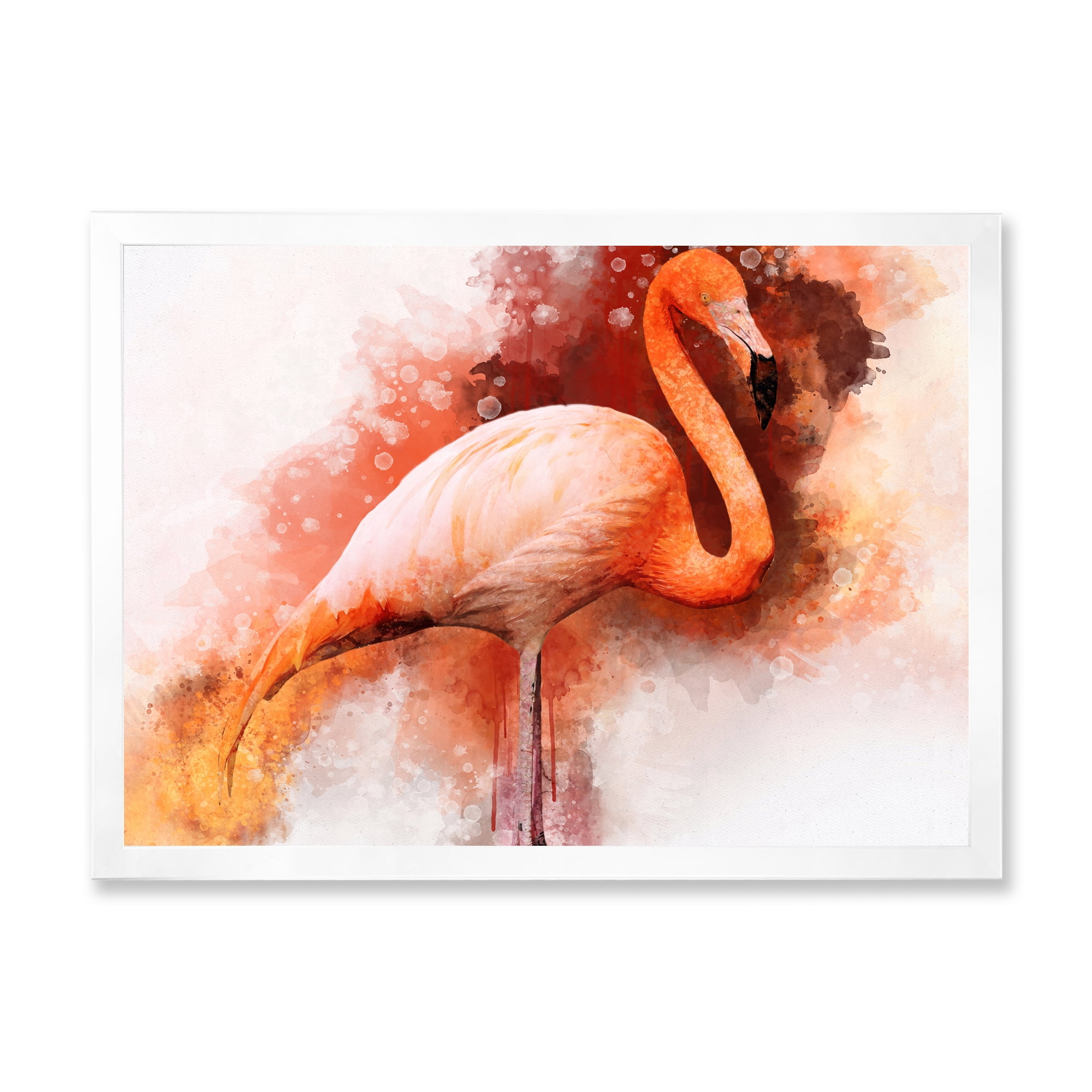 Designart 'Abstract Portrait of Pink Flamingo II' Farmhouse Framed Art Print