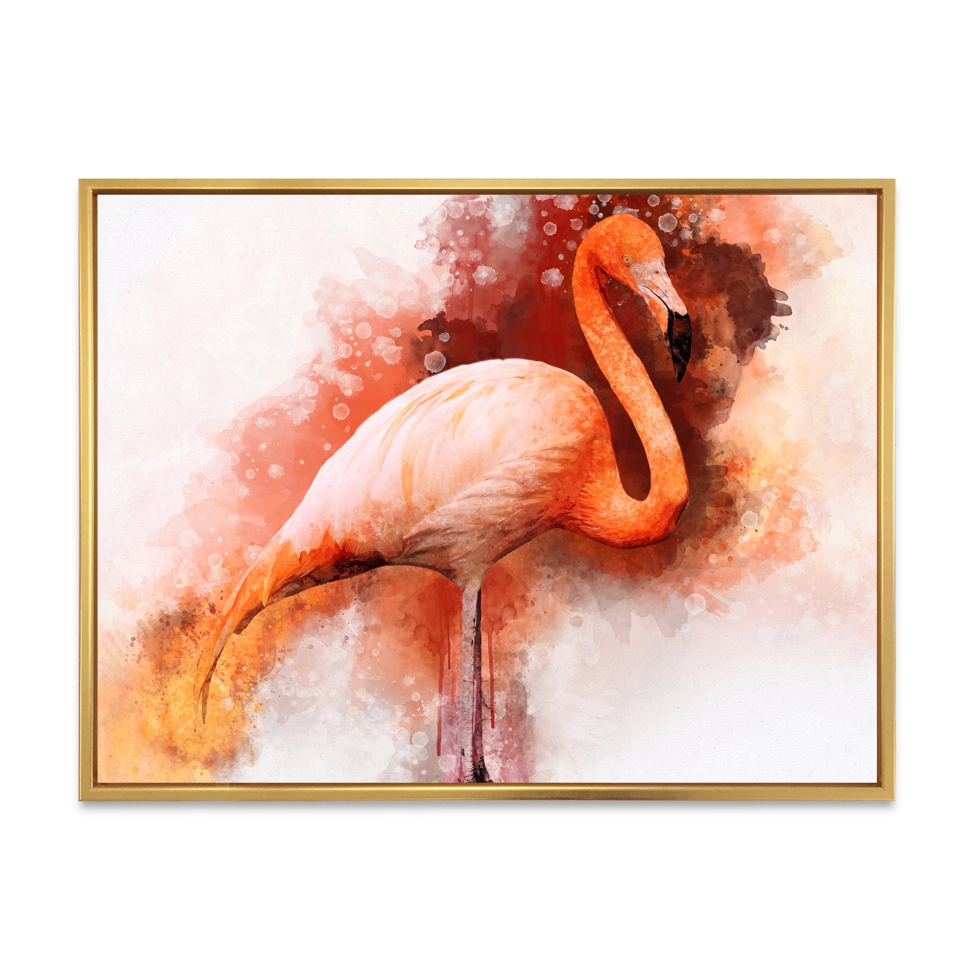 Designart 'Abstract Portrait of Pink Flamingo II' Farmhouse Framed Canvas Wall Art Print