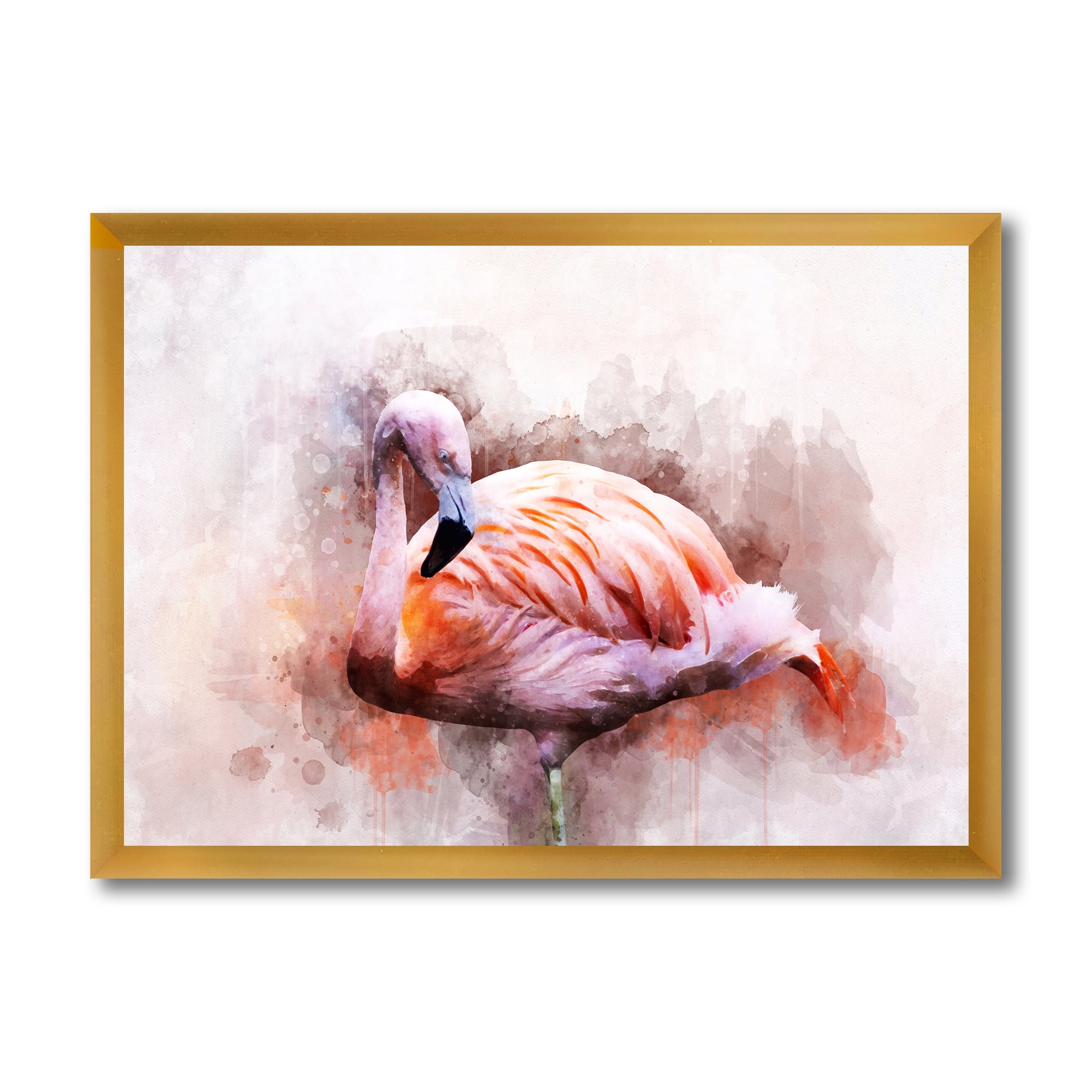 Designart 'Abstract Portrait of Pink Flamingo III' Farmhouse Framed Art Print