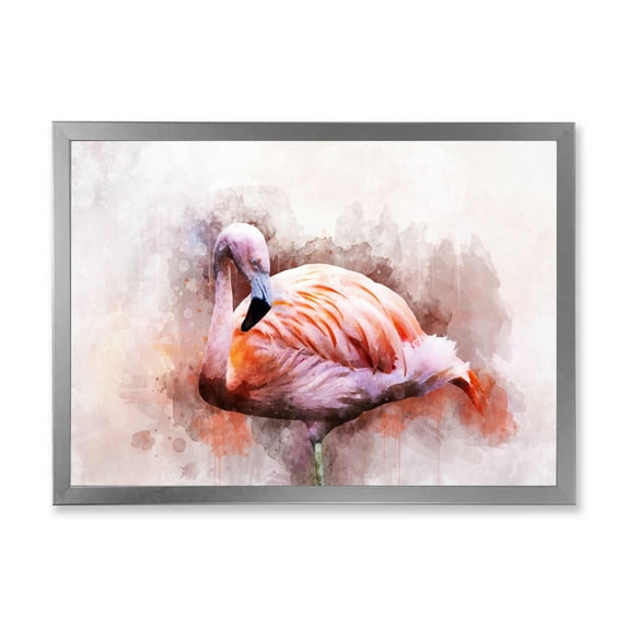 Designart 'Abstract Portrait of Pink Flamingo III' Farmhouse Framed Art Print