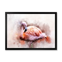 Designart 'Abstract Portrait of Pink Flamingo III' Farmhouse Framed Art Print