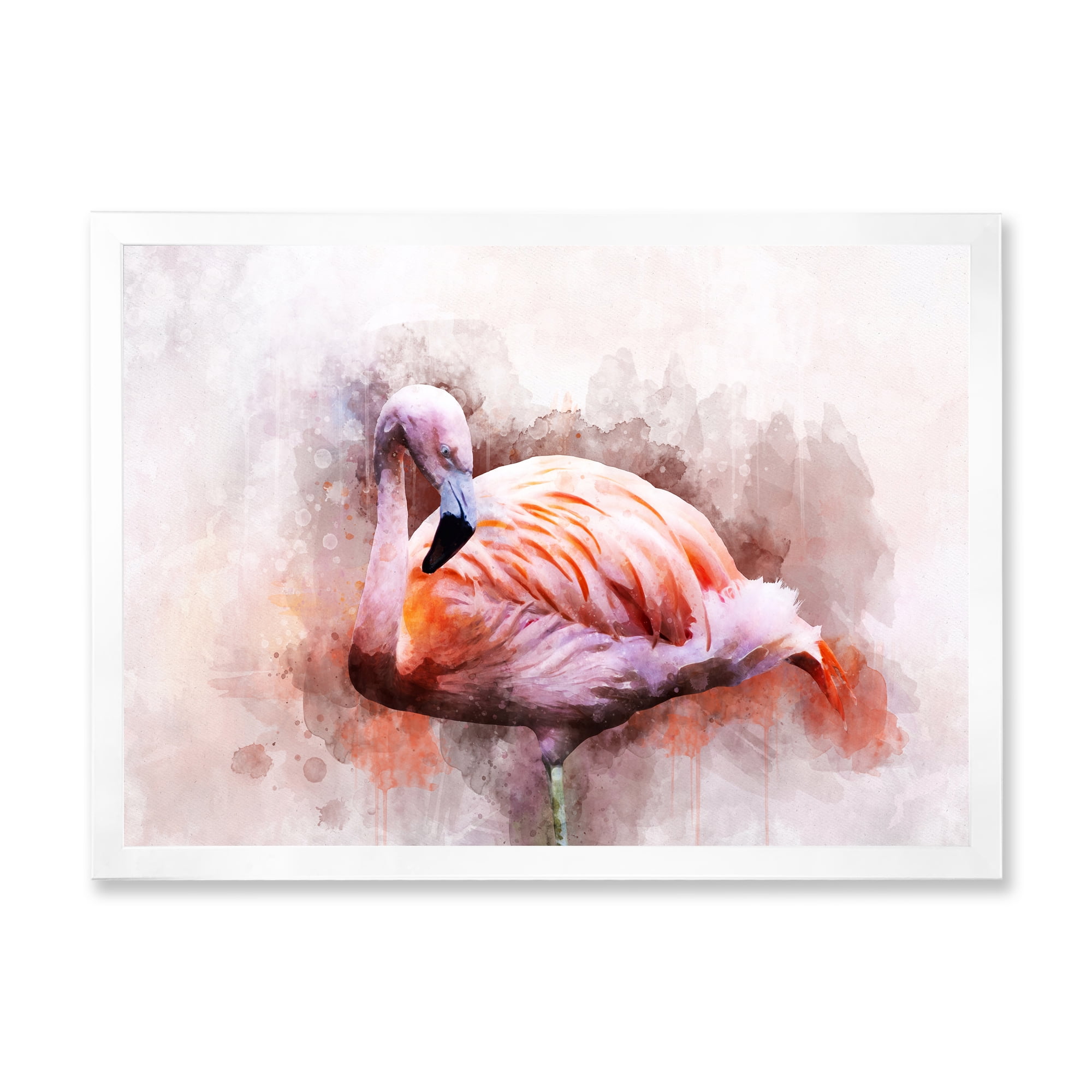 Designart 'Abstract Portrait of Pink Flamingo III' Farmhouse Framed Art Print