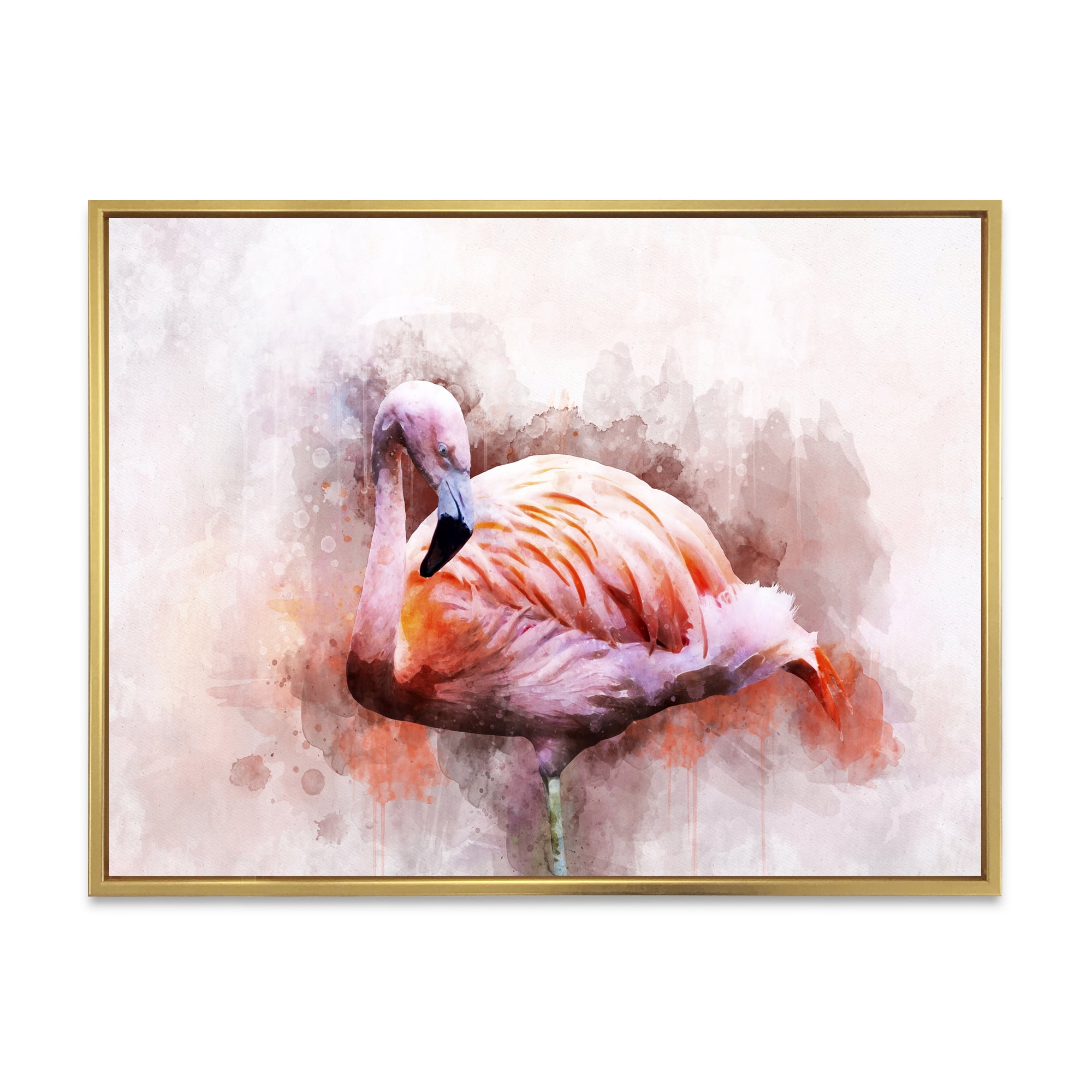 Designart 'Abstract Portrait of Pink Flamingo III' Farmhouse Framed Canvas Wall Art Print