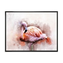 Designart 'Abstract Portrait of Pink Flamingo III' Farmhouse Framed Canvas Wall Art Print