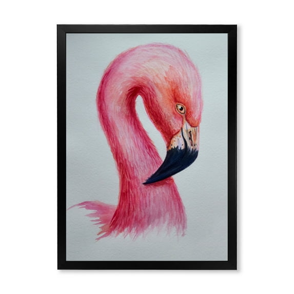 Designart 'Abstract Portrait of Pink Flamingo IV' Farmhouse Framed Art Print