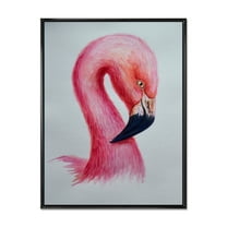 Designart 'Abstract Portrait of Pink Flamingo IV' Farmhouse Framed Canvas Wall Art Print