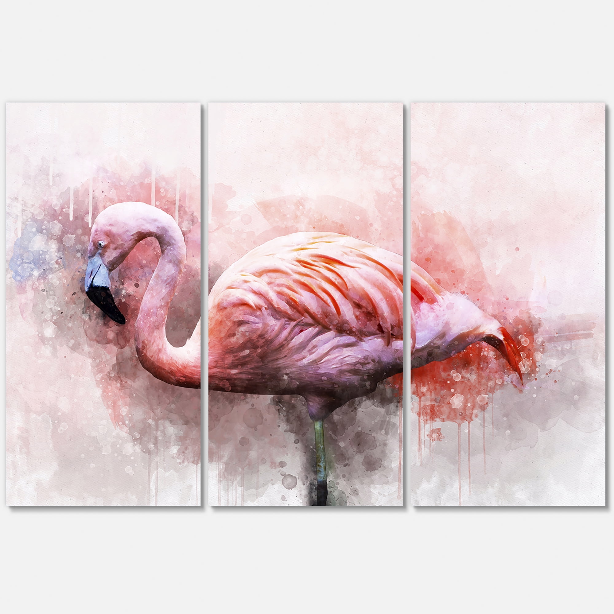 Designart ' Abstract Portrait of Pink Flamingo V ' Farmhouse Canvas Wall Art Print