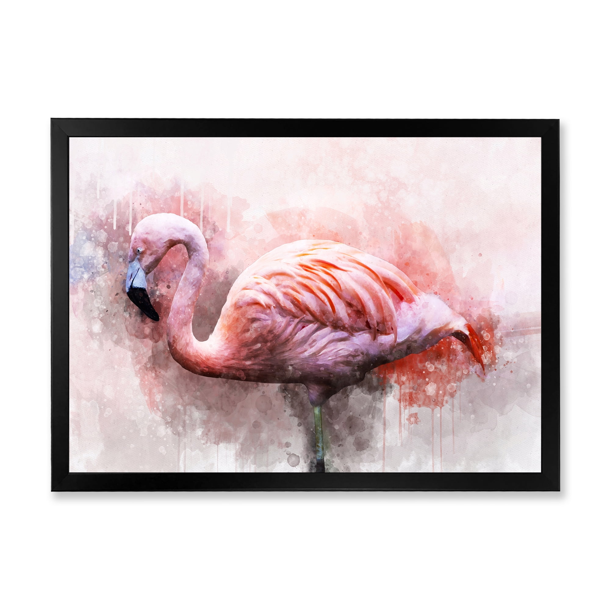 Designart 'Abstract Portrait of Pink Flamingo V' Farmhouse Framed Art Print