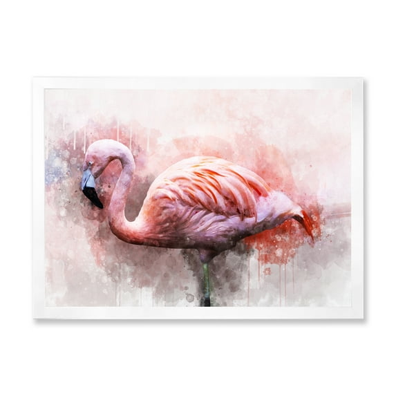 Designart 'Abstract Portrait of Pink Flamingo V' Farmhouse Framed Art Print