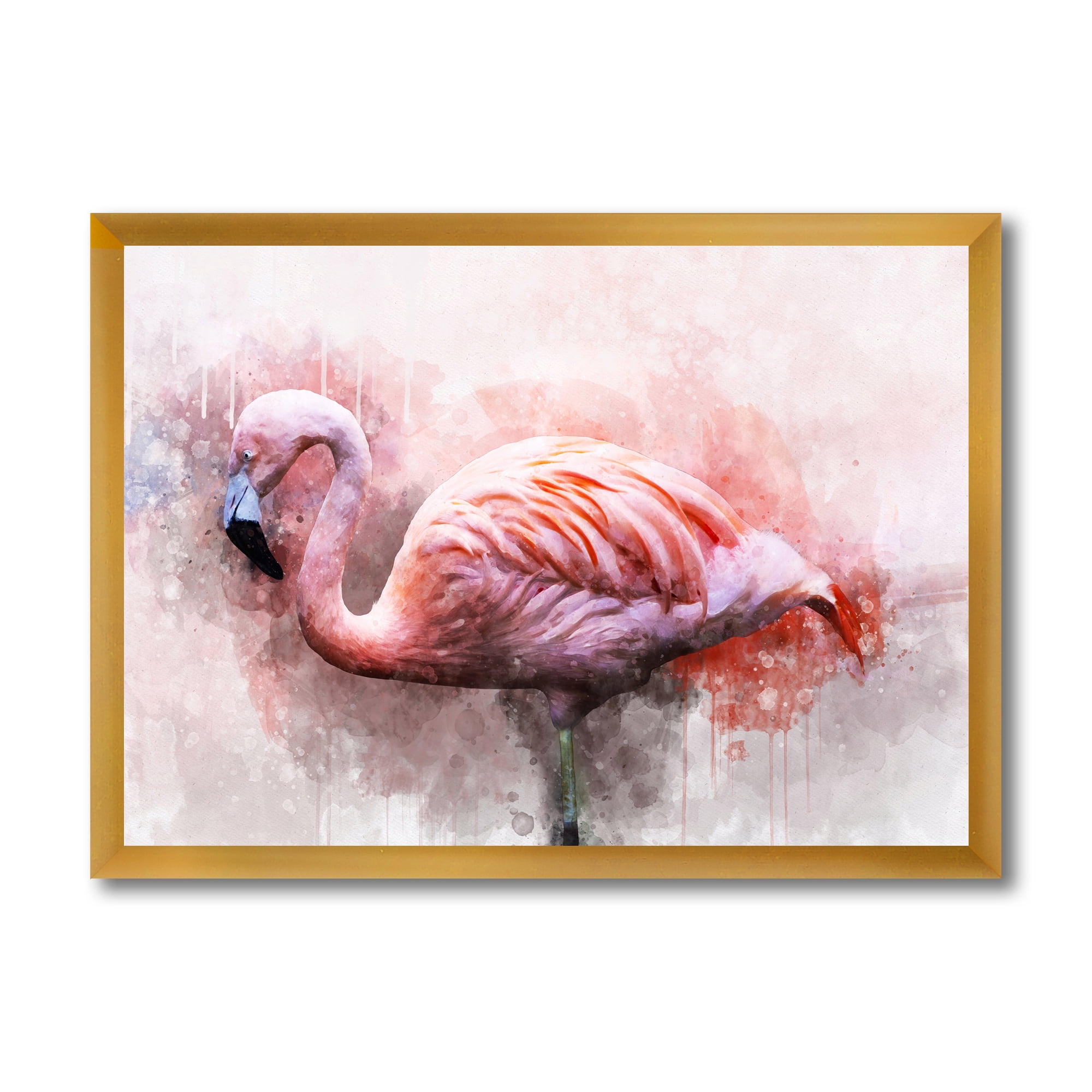 Designart 'Abstract Portrait of Pink Flamingo V' Farmhouse Framed Art Print