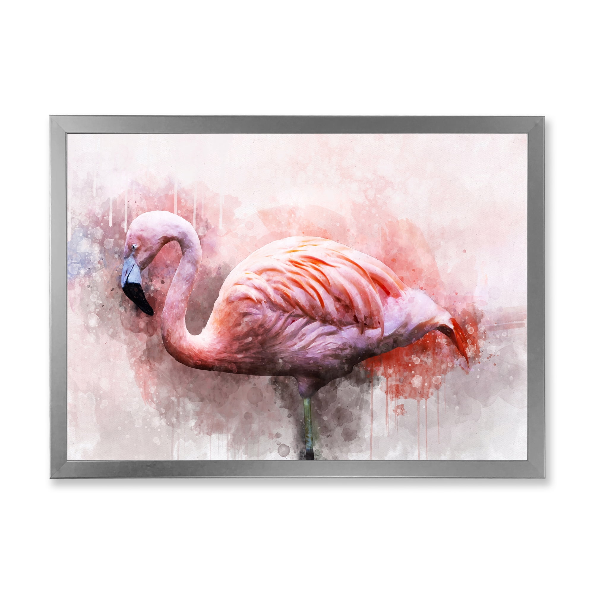 Designart 'Abstract Portrait of Pink Flamingo V' Farmhouse Framed Art Print