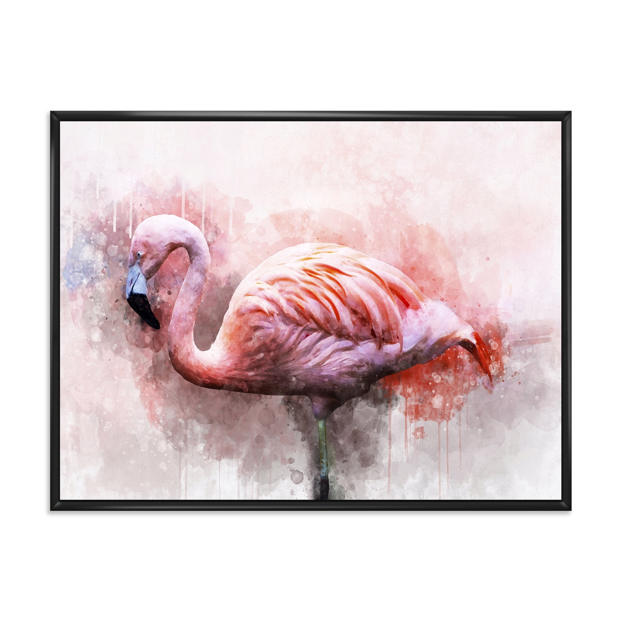 Designart 'Abstract Portrait of Pink Flamingo V' Farmhouse Framed Canvas Wall Art Print