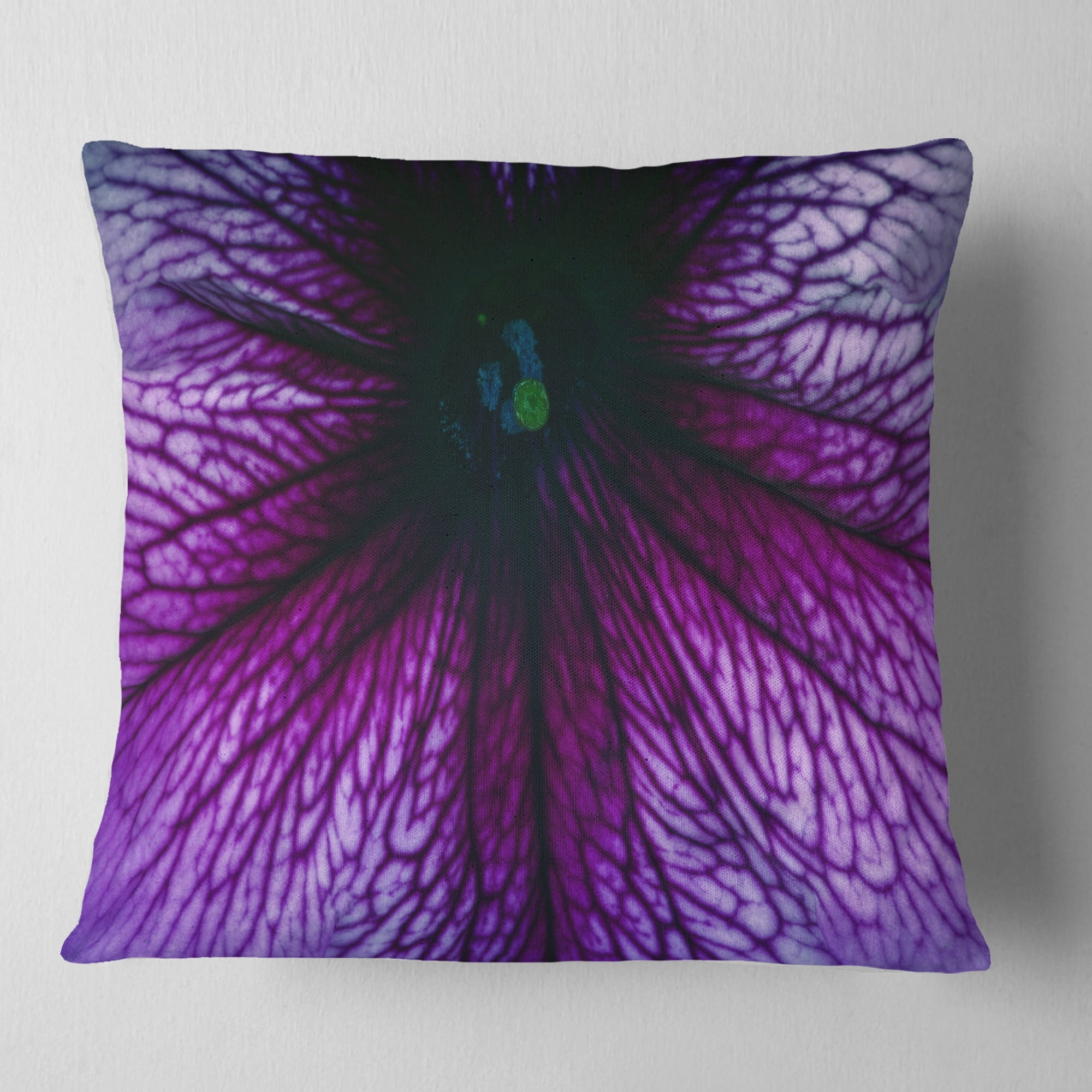 Designart Abstract Purple Floral Design - Floral Throw Pillow - 18x18