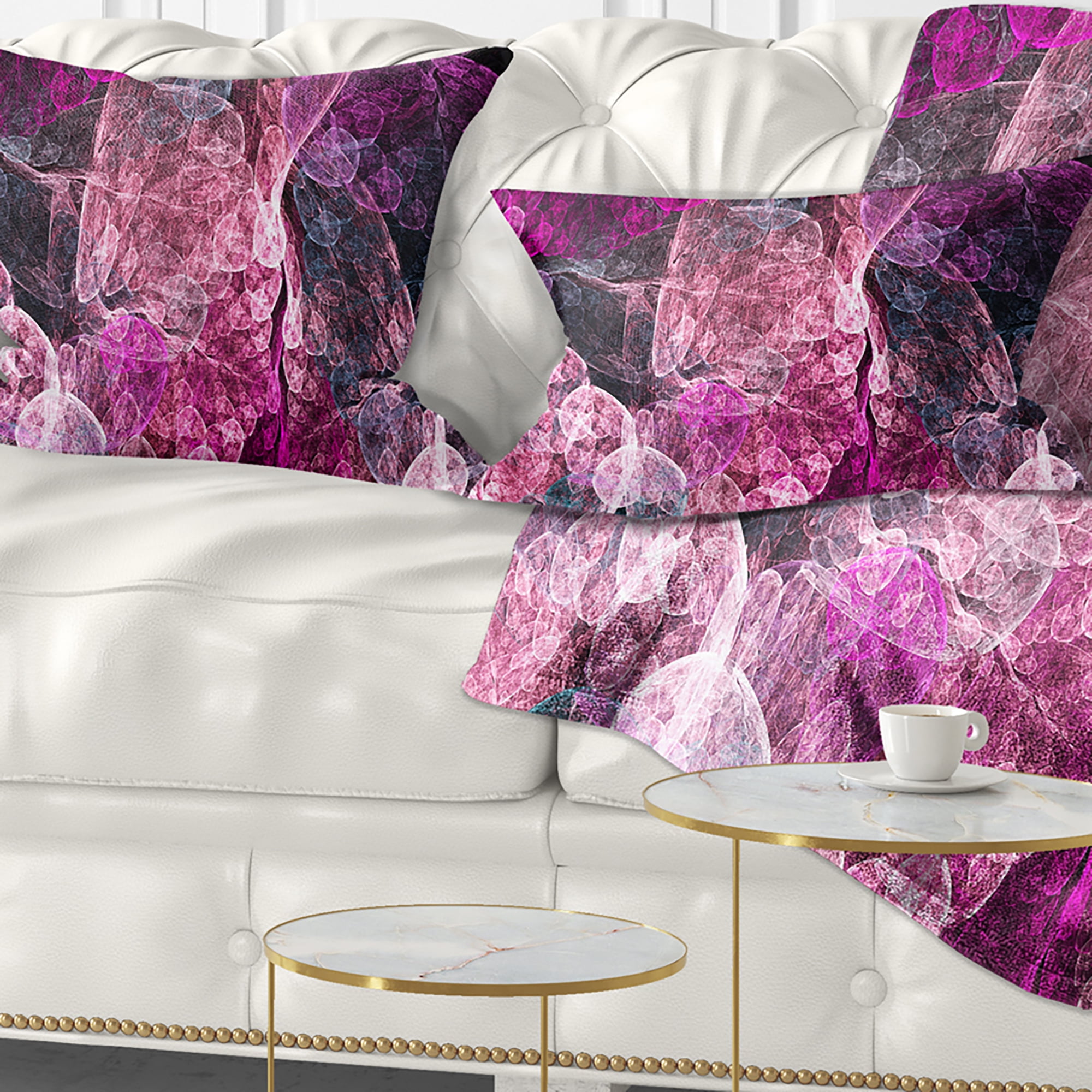 Designart Abstract Purple Fractal Illustration - Abstract Throw Pillow - 12x20