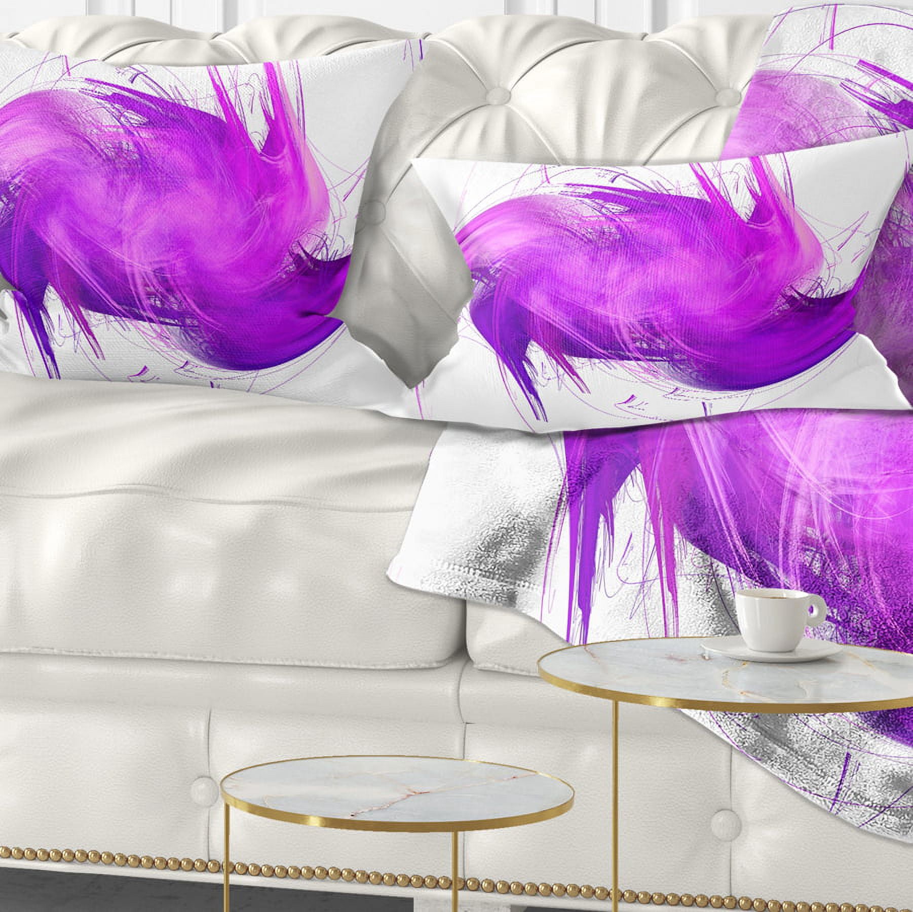 Designart Abstract Purple Fractal Pattern - Abstract Throw Pillow - 12x20