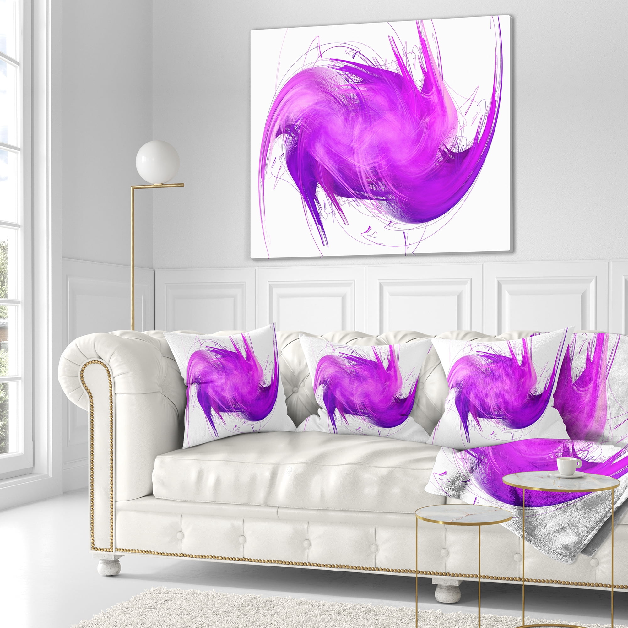 Designart Abstract Purple Fractal Pattern - Abstract Throw Pillow - 16x16