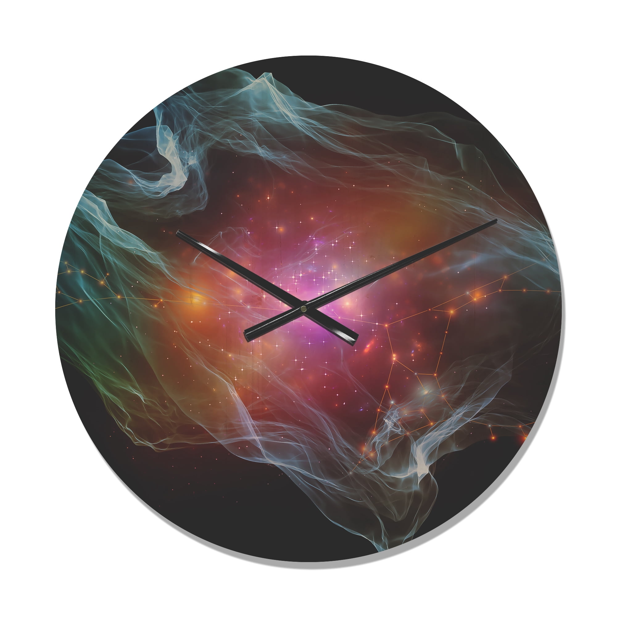 Designart 'Abstract Purple Lights of Network ' Modern Wood Wall Clock