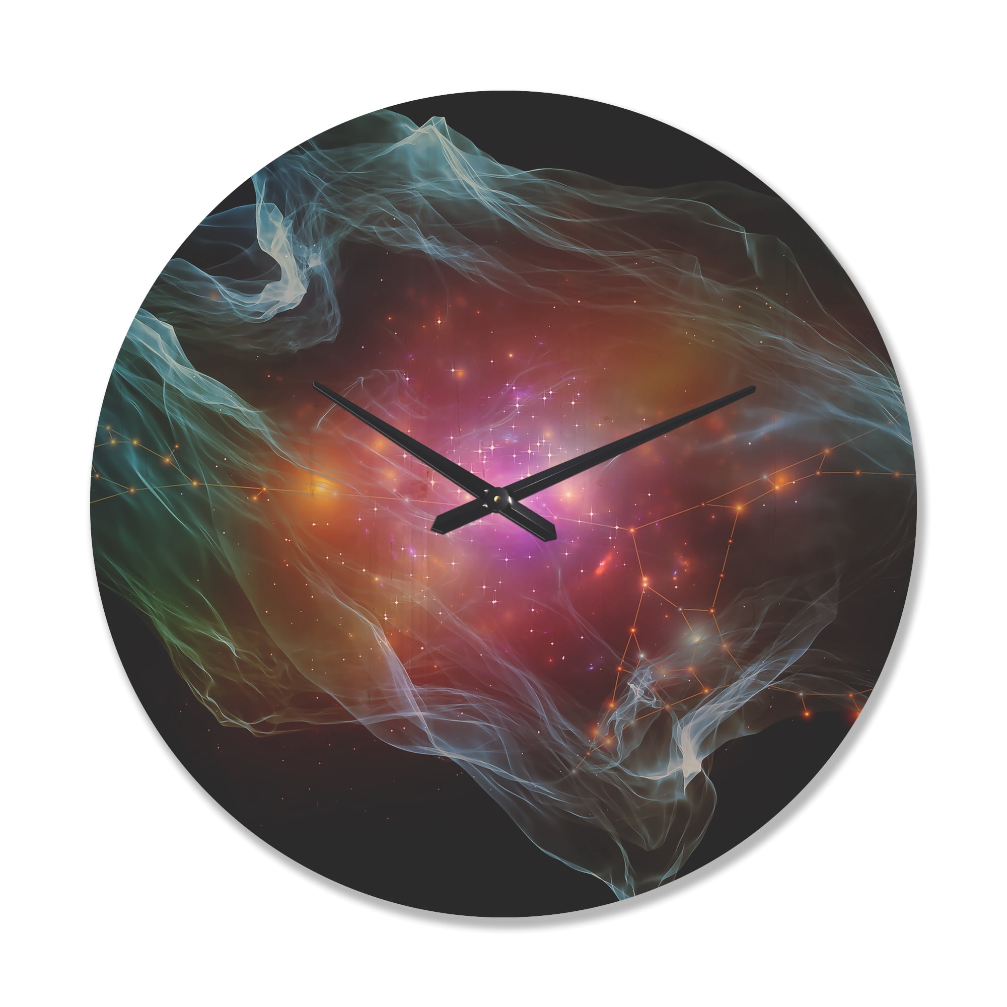 Designart 'Abstract Purple Lights of Network ' Modern Wood Wall Clock