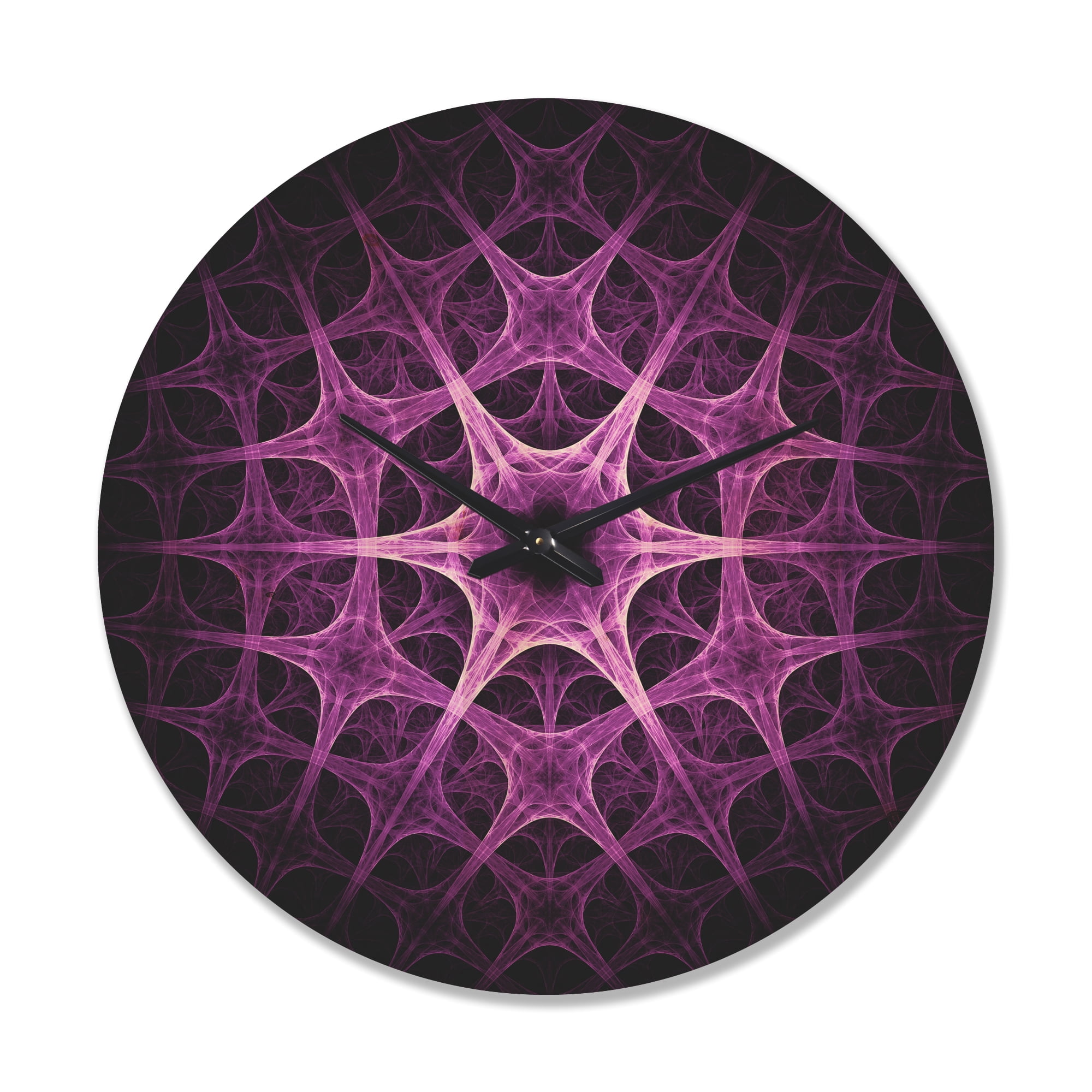 Designart 'Abstract Purple Thorn Flower Shape' Modern Wood Wall Clock
