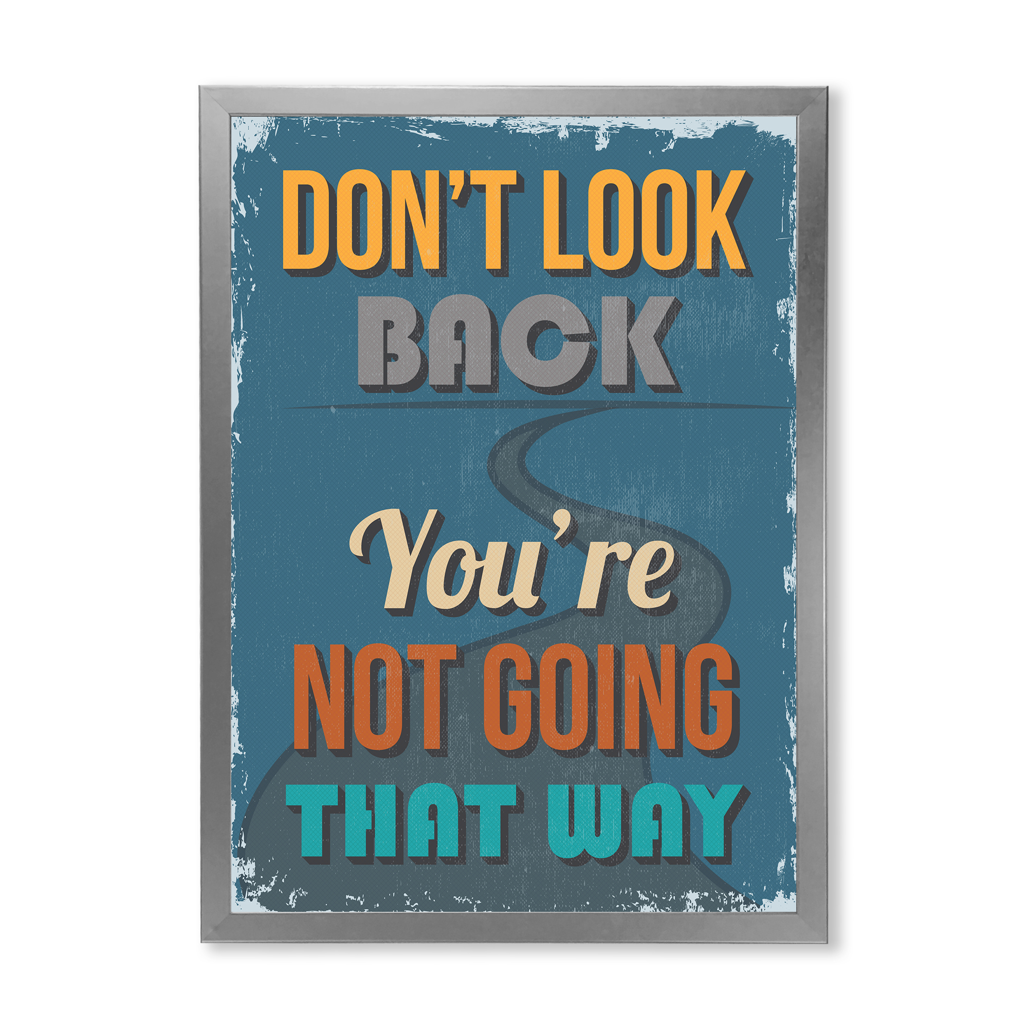 Designart 'Abstract Quote Don't Look Back You're Not Going That Way' Traditional Framed Art Print