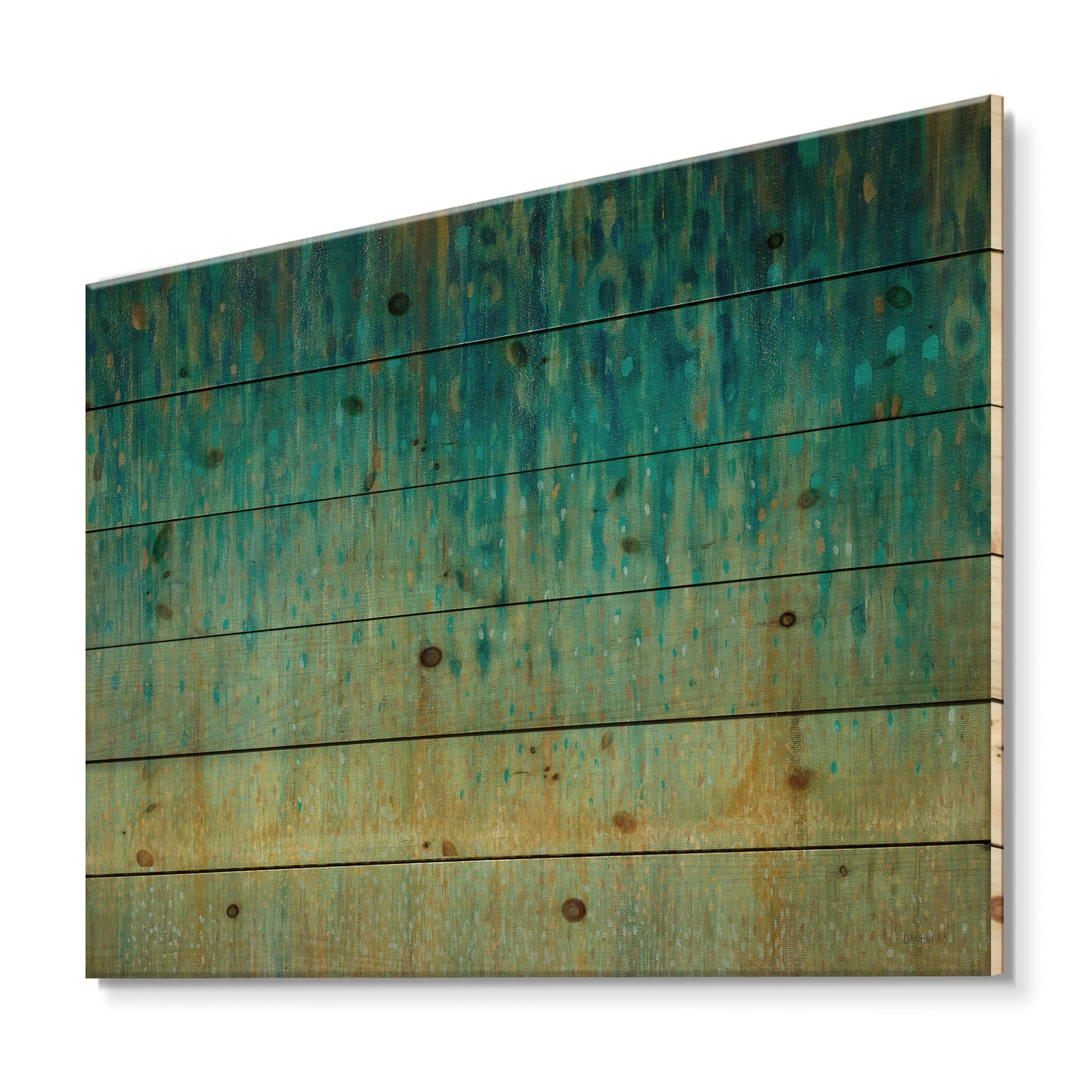 Designart 'Abstract Rain Panel' Modern & Contemporary Print on Natural Pine Wood