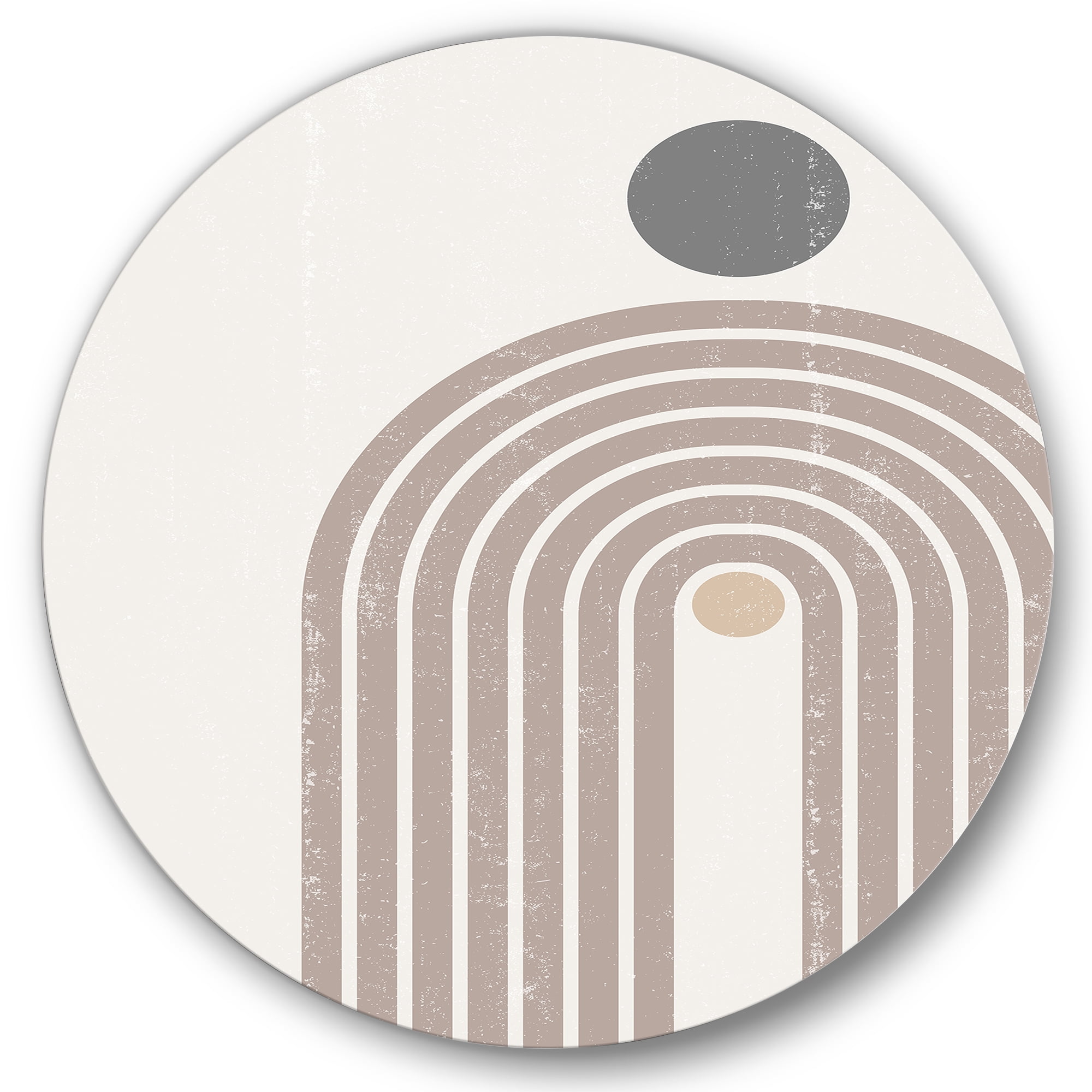 Designart 'Abstract Rainbow Moon and Sun In Earth Tones I' Modern Circle Metal Wall Art 11x11 - Disc of 11