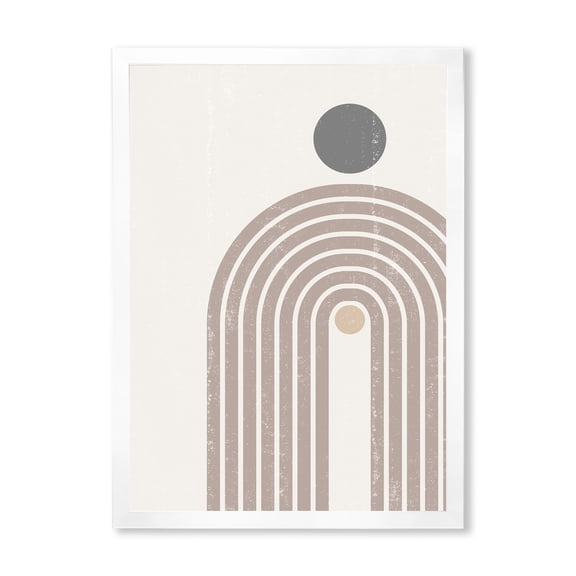 Designart 'Abstract Rainbow Moon and Sun In Earth Tones I' Modern Framed Art Print