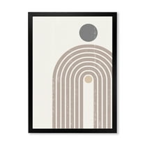 Designart 'Abstract Rainbow Moon and Sun In Earth Tones I' Modern Framed Art Print