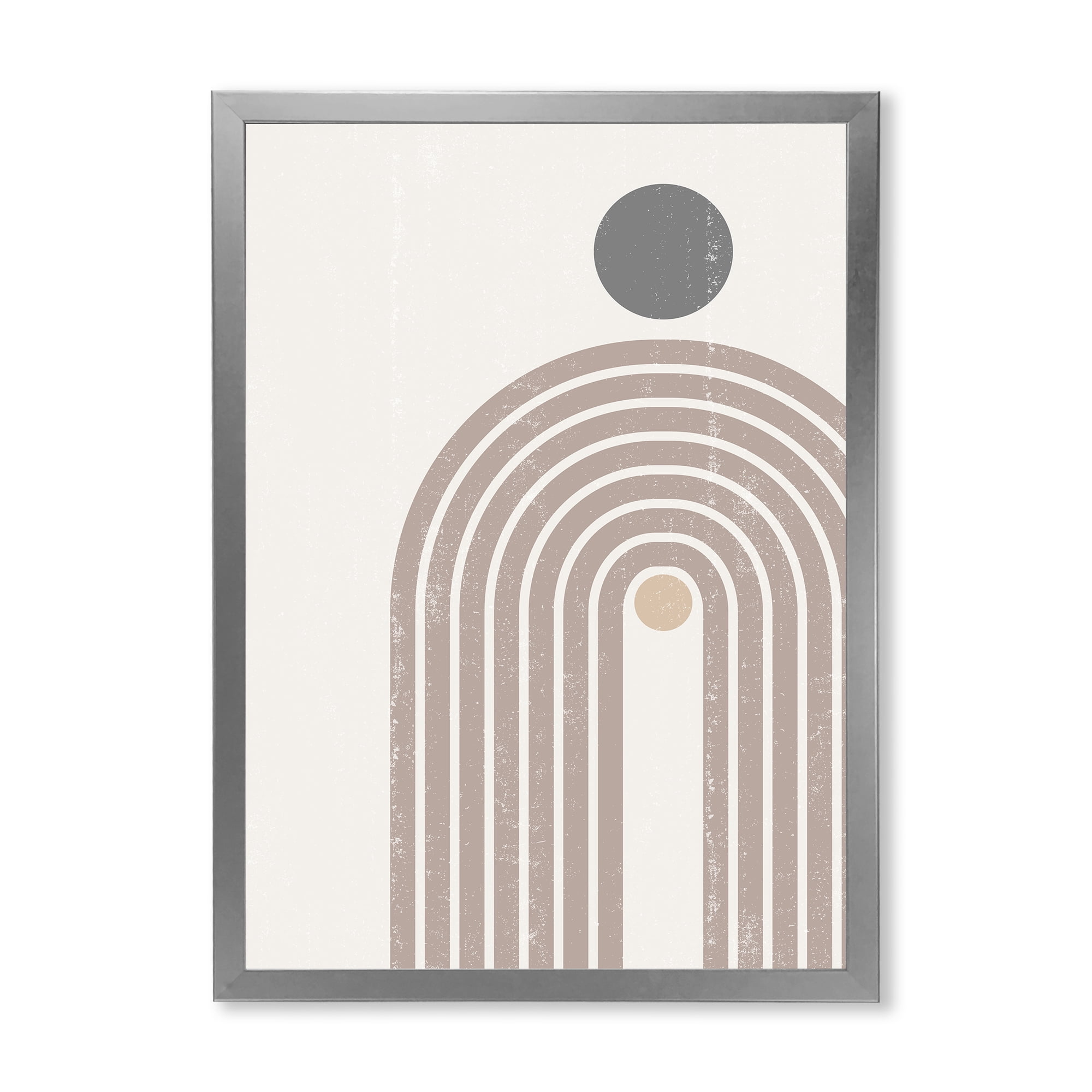 Designart 'Abstract Rainbow Moon and Sun In Earth Tones I' Modern Framed Art Print