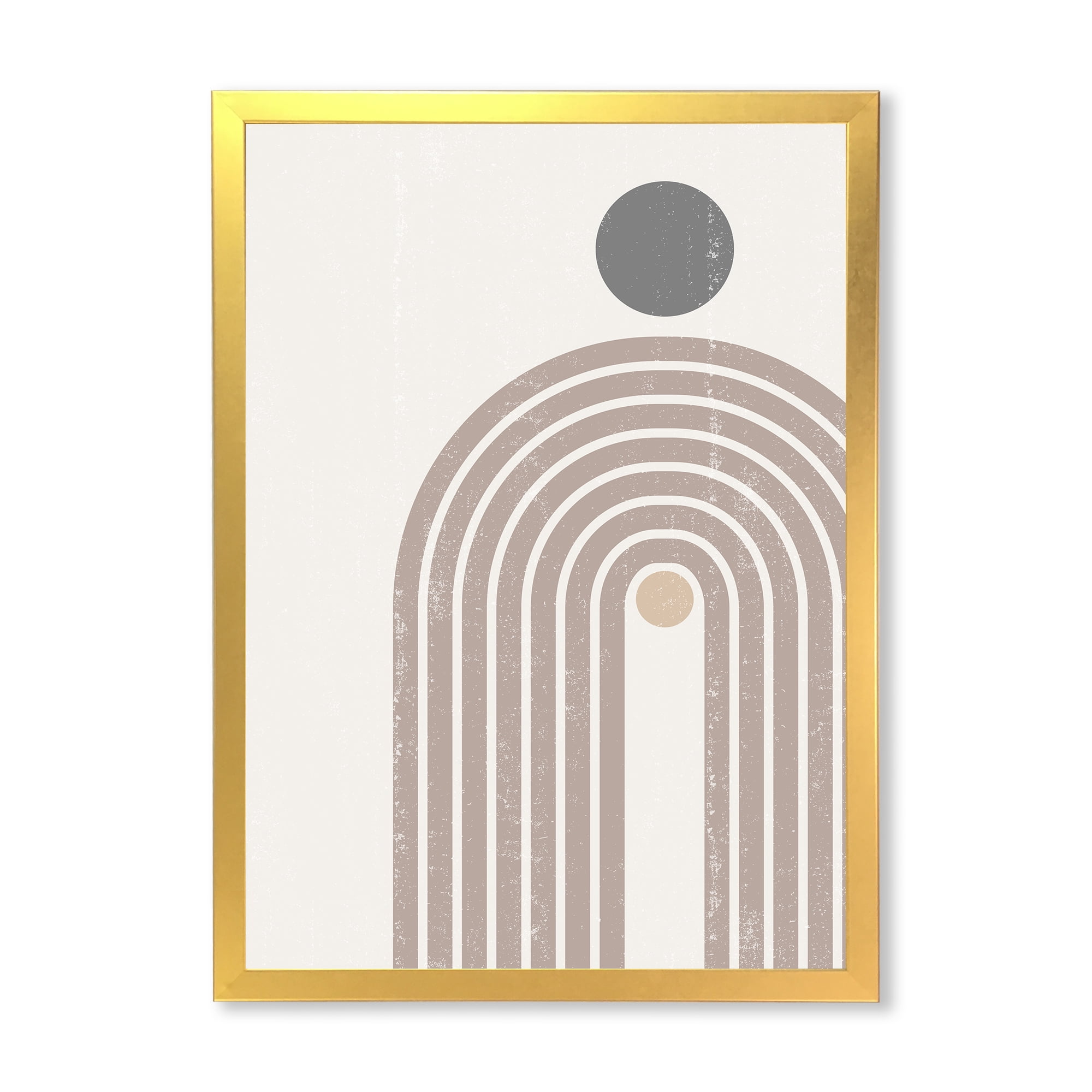 Designart 'Abstract Rainbow Moon and Sun In Earth Tones I' Modern Framed Art Print