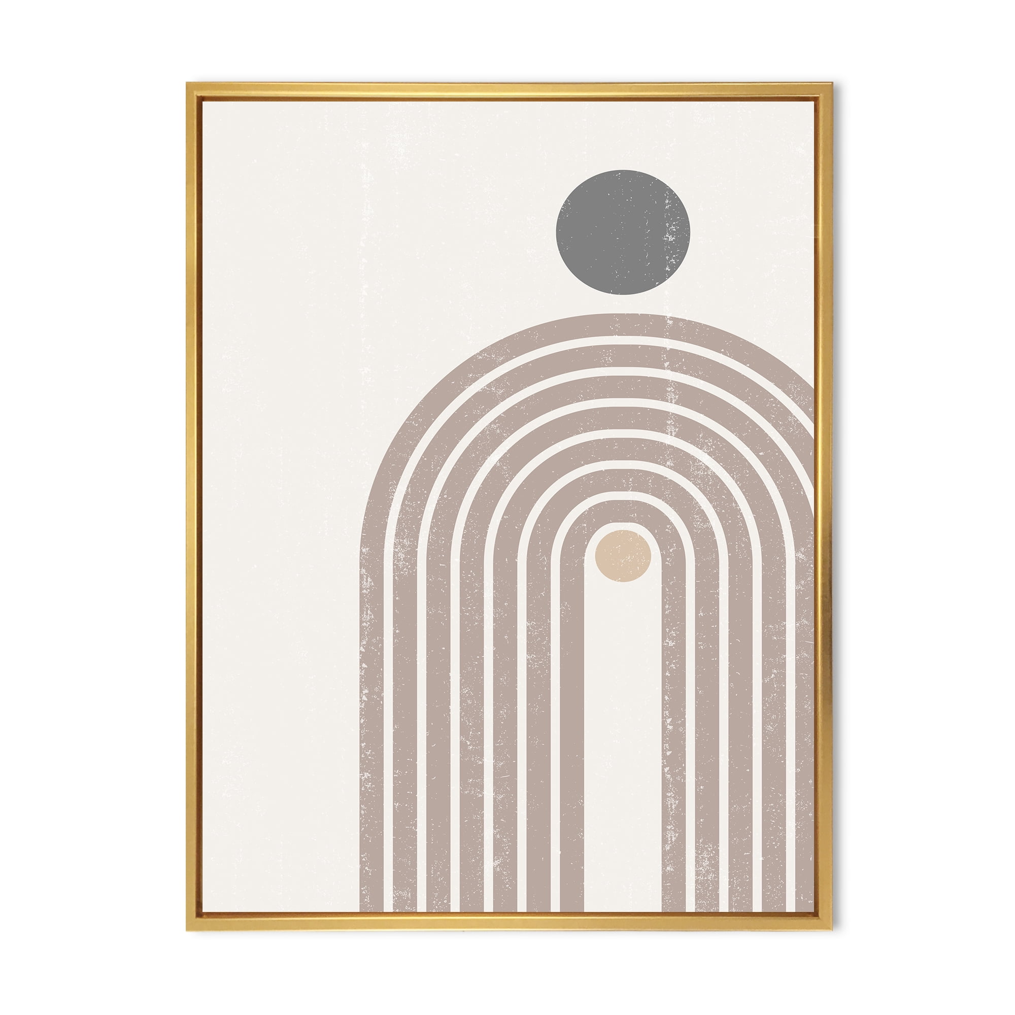 Designart 'Abstract Rainbow Moon and Sun In Earth Tones I' Modern Framed Canvas Wall Art Print