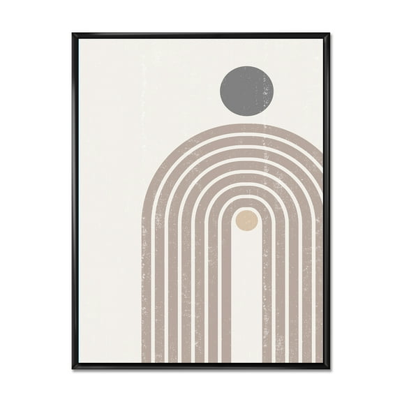 Designart 'Abstract Rainbow Moon and Sun In Earth Tones I' Modern Framed Canvas Wall Art Print