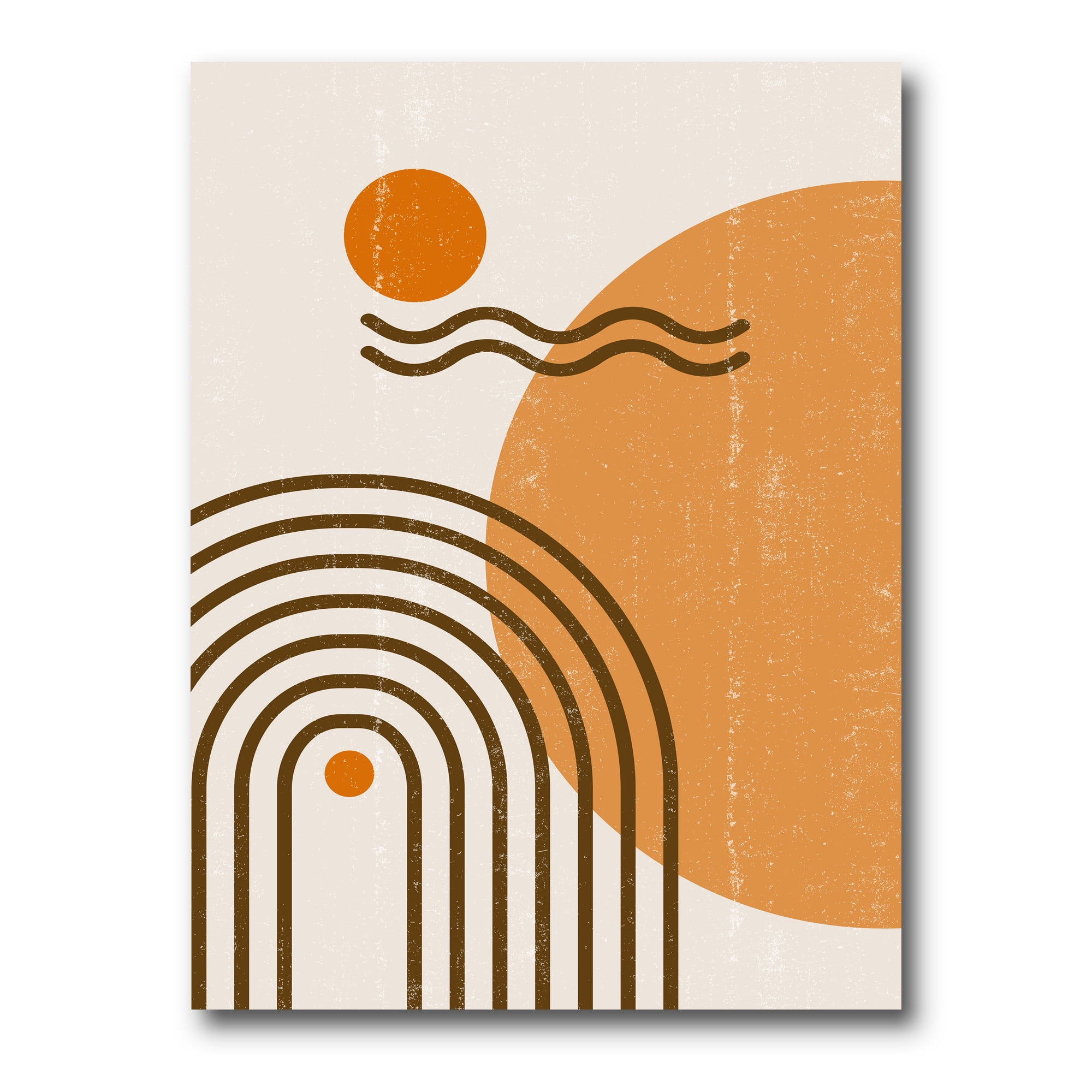 Designart ' Abstract Rainbow Moon and Sun In Earth Tones II ' Modern Canvas Wall Art Print