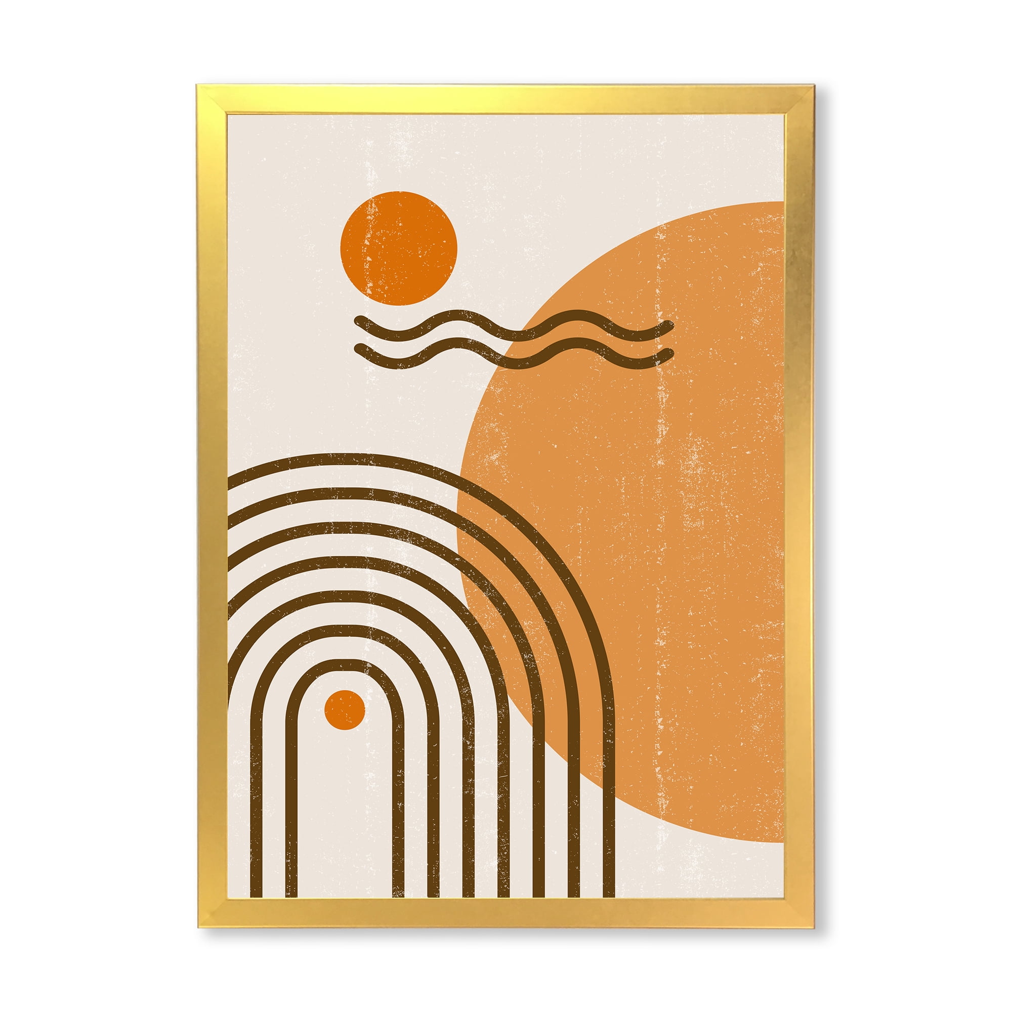 Designart 'Abstract Rainbow Moon and Sun In Earth Tones II' Modern Framed Art Print