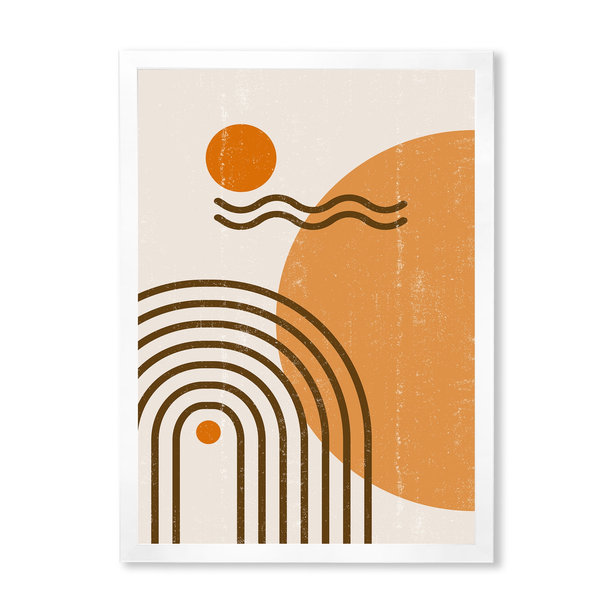 Designart 'Abstract Rainbow Moon and Sun In Earth Tones II' Modern Framed Art Print