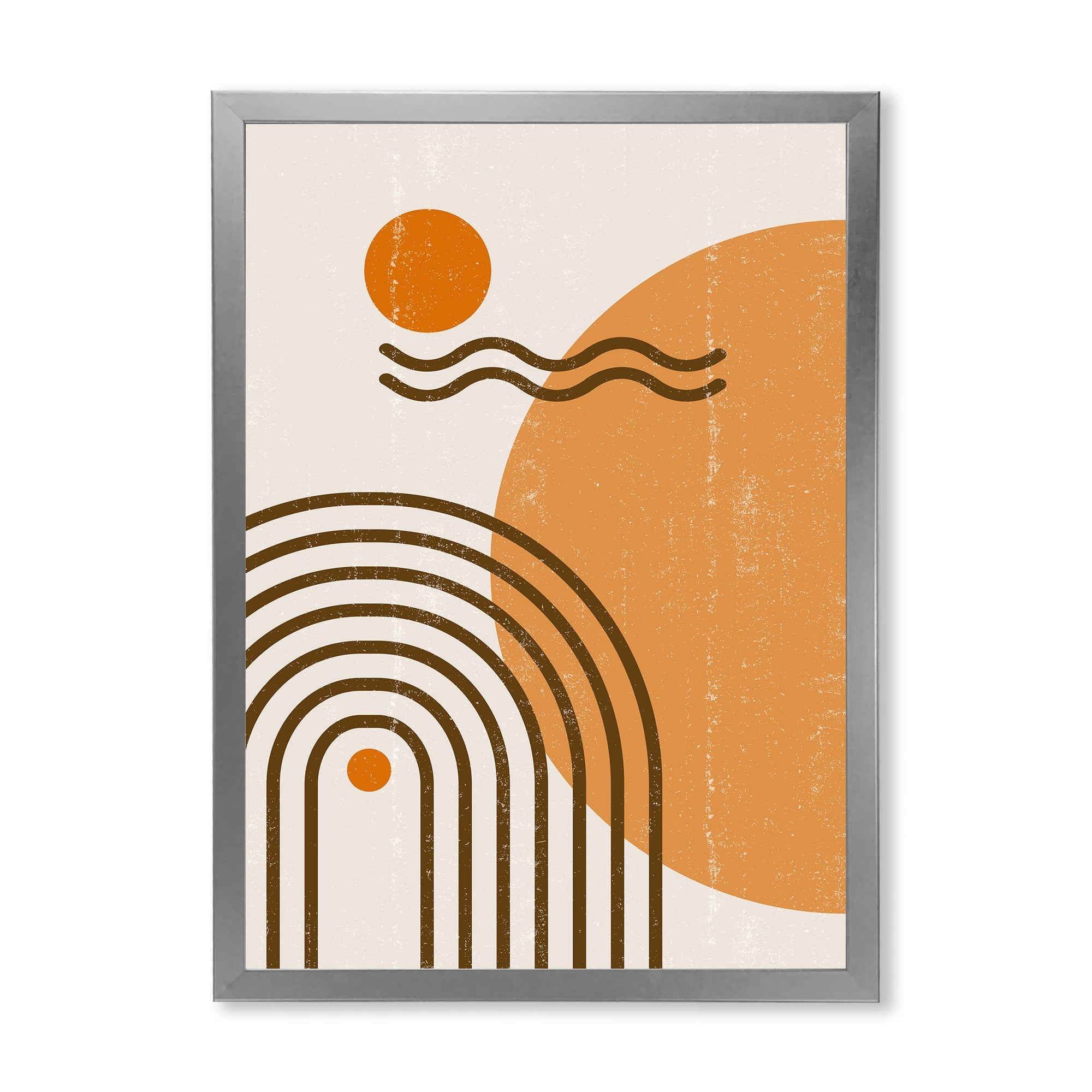 Designart 'Abstract Rainbow Moon and Sun In Earth Tones II' Modern Framed Art Print