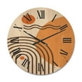 thumbnail image 1 of Designart 'Abstract Rainbow Moon and Sun In Earth Tones II' Modern Wood Wall Clock, 1 of 5