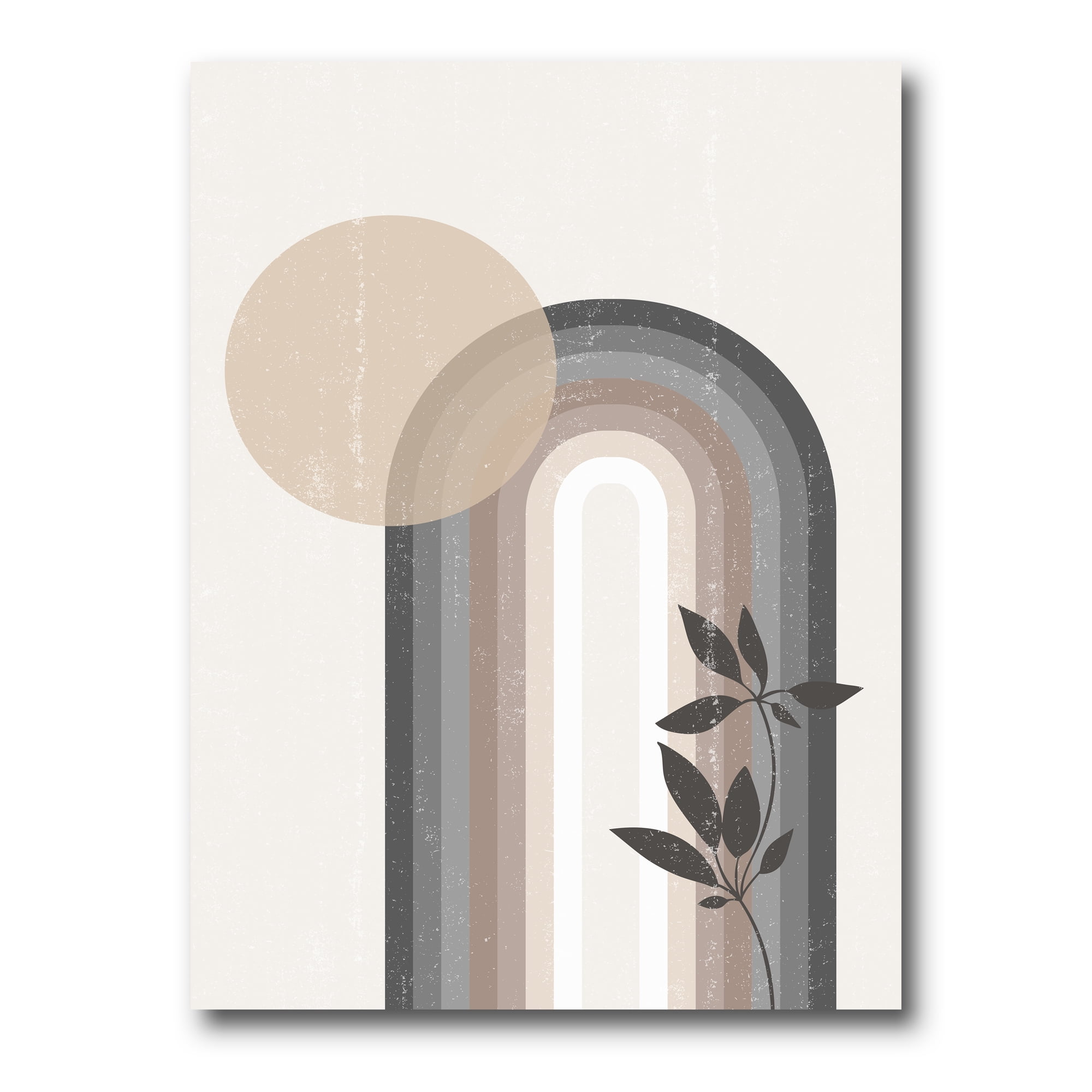 Designart ' Abstract Rainbow Moon and Sun In Earth Tones III ' Modern Canvas Wall Art Print