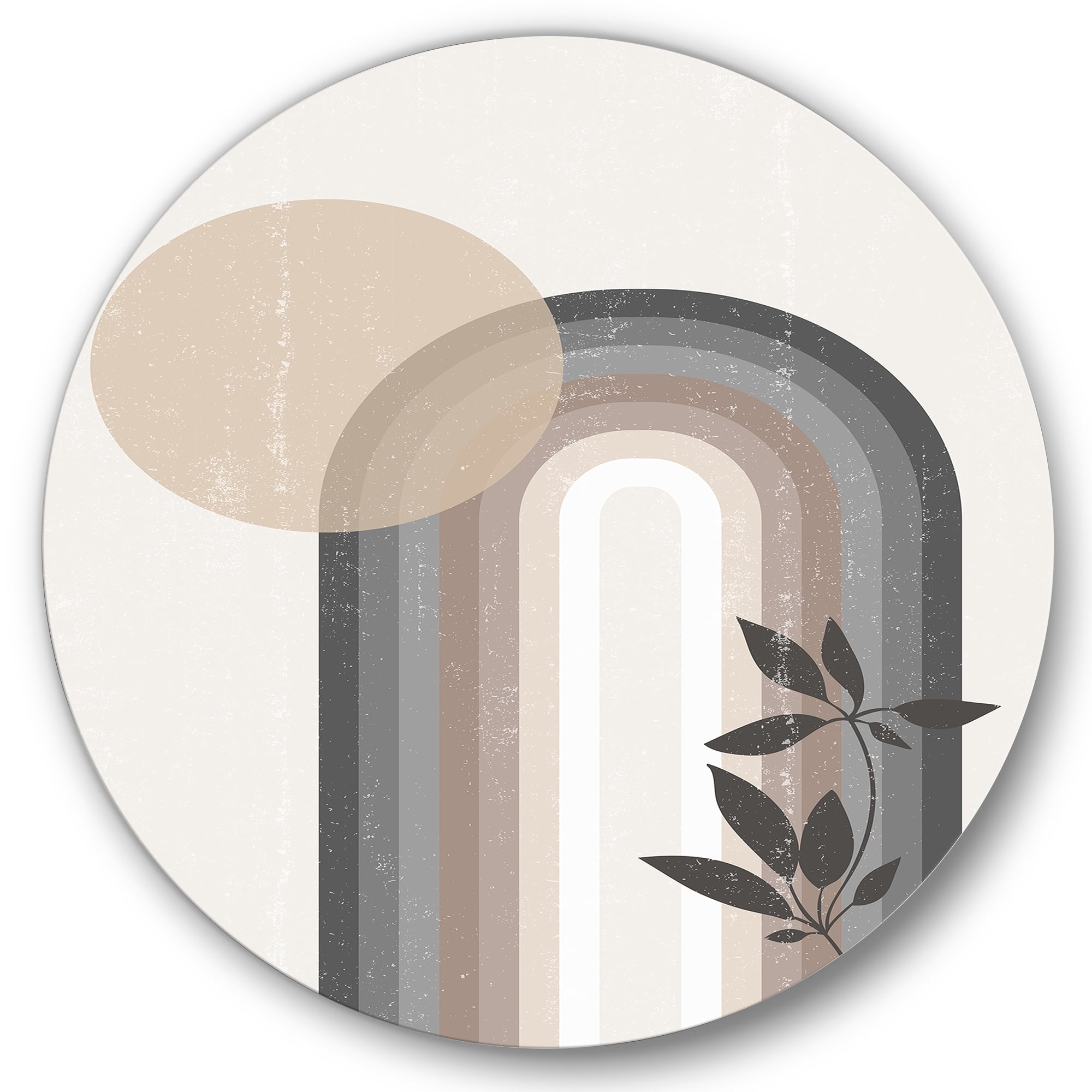 Designart 'Abstract Rainbow Moon and Sun In Earth Tones III' Modern Circle Metal Wall Art 11x11 - Disc of 11