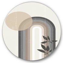 Designart 'Abstract Rainbow Moon and Sun In Earth Tones III' Modern Circle Metal Wall Art 36x36 - Disc of 36