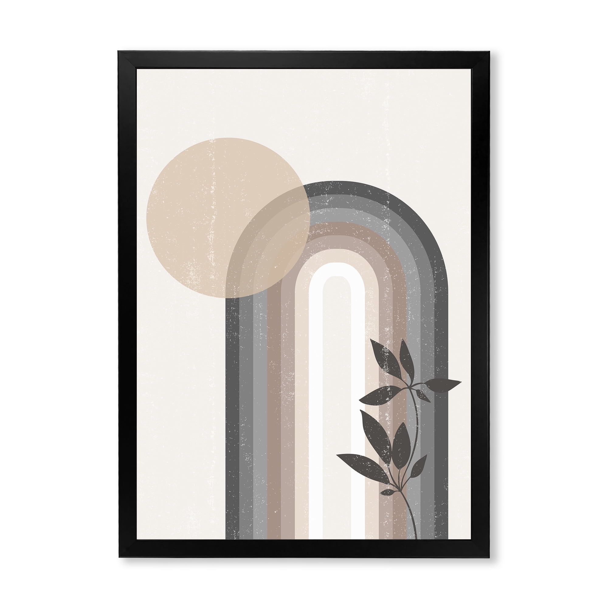 Designart 'Abstract Rainbow Moon and Sun In Earth Tones III' Modern Framed Art Print