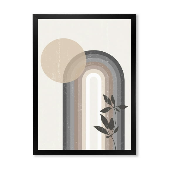 Designart 'Abstract Rainbow Moon and Sun In Earth Tones III' Modern Framed Art Print