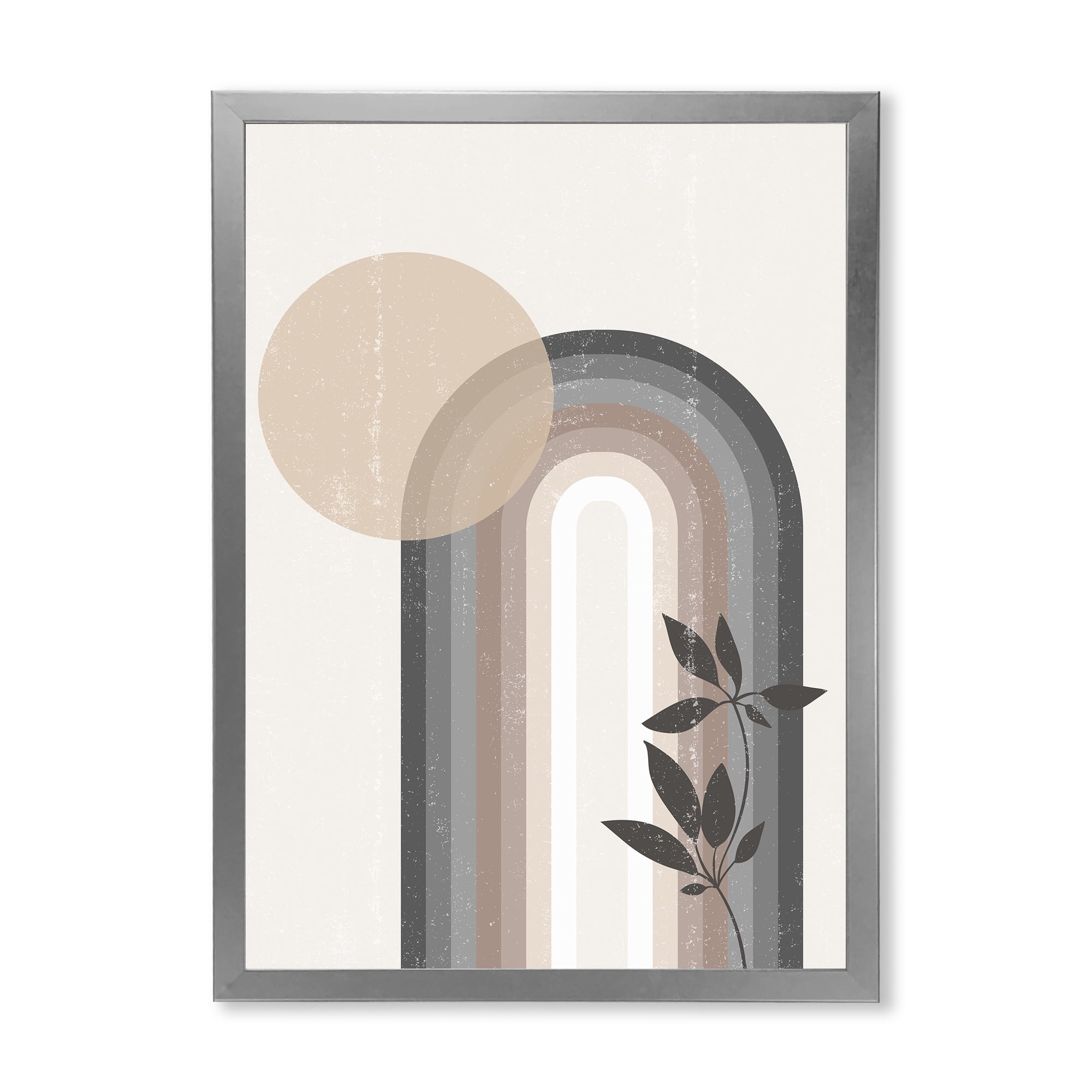 Designart 'Abstract Rainbow Moon and Sun In Earth Tones III' Modern Framed Art Print