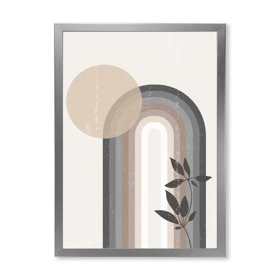 Designart 'Abstract Rainbow Moon and Sun In Earth Tones III' Modern Framed Art Print