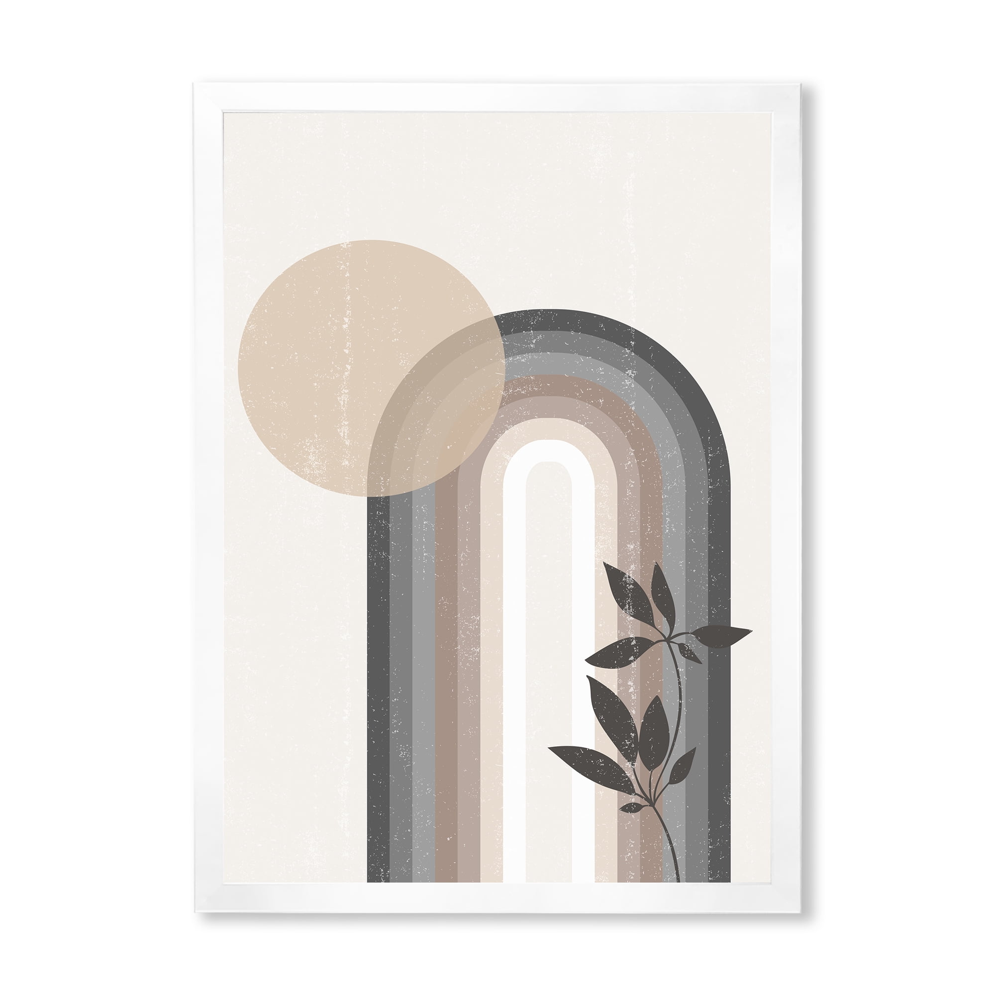 Designart 'Abstract Rainbow Moon and Sun In Earth Tones III' Modern Framed Art Print