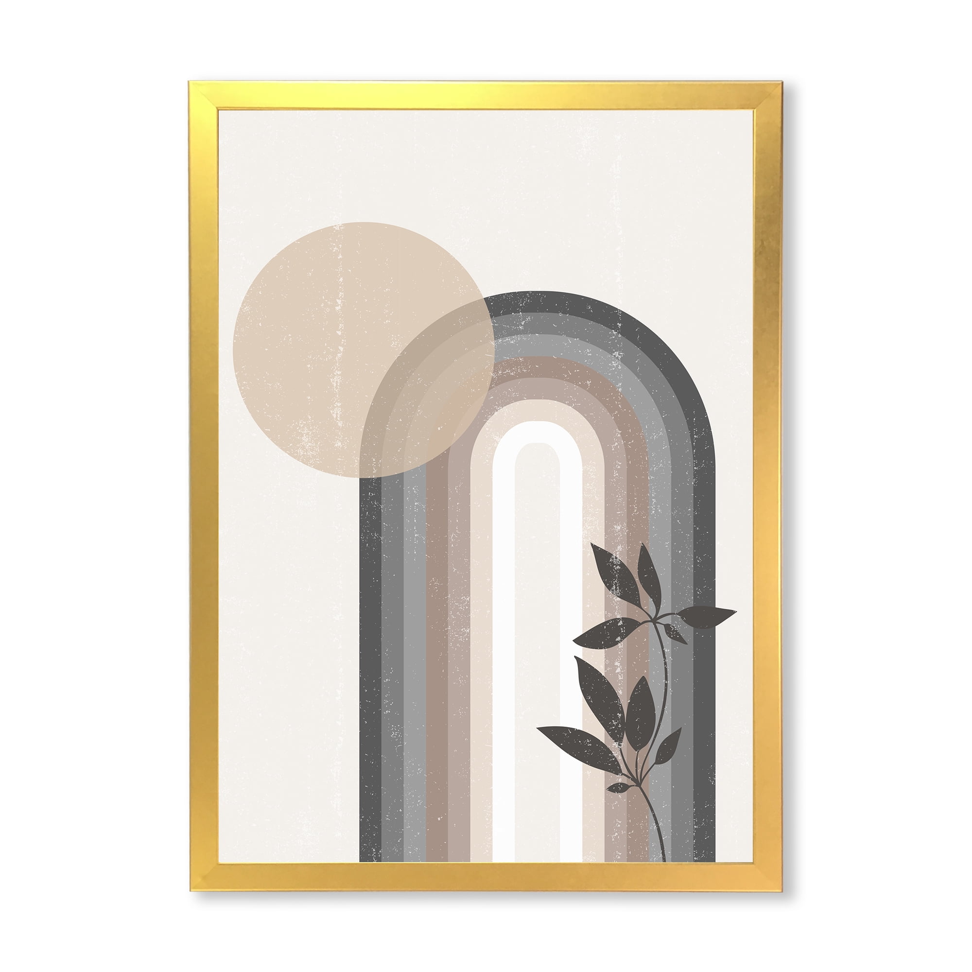 Designart 'Abstract Rainbow Moon and Sun In Earth Tones III' Modern Framed Art Print